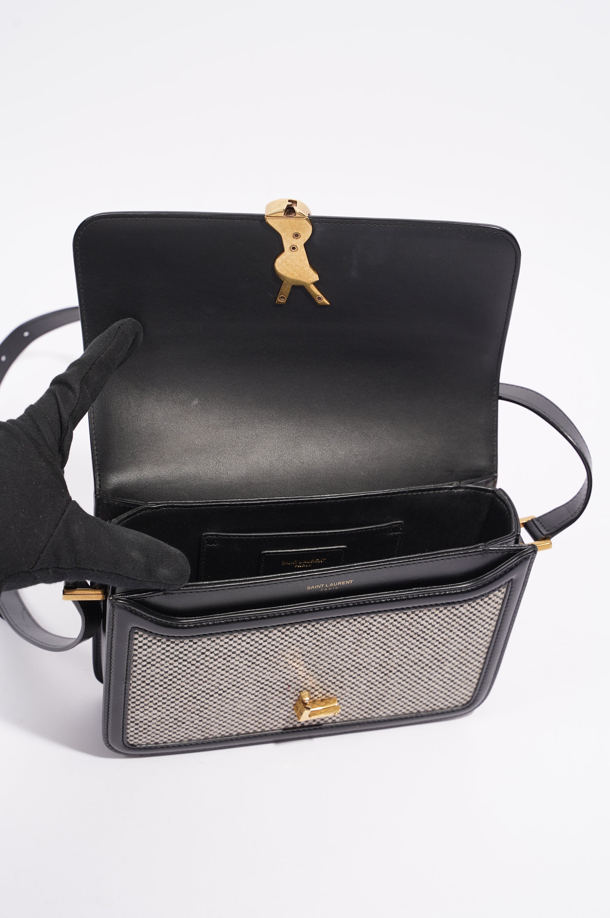 Saint Laurent Womens Solferino Beige / Black Medium