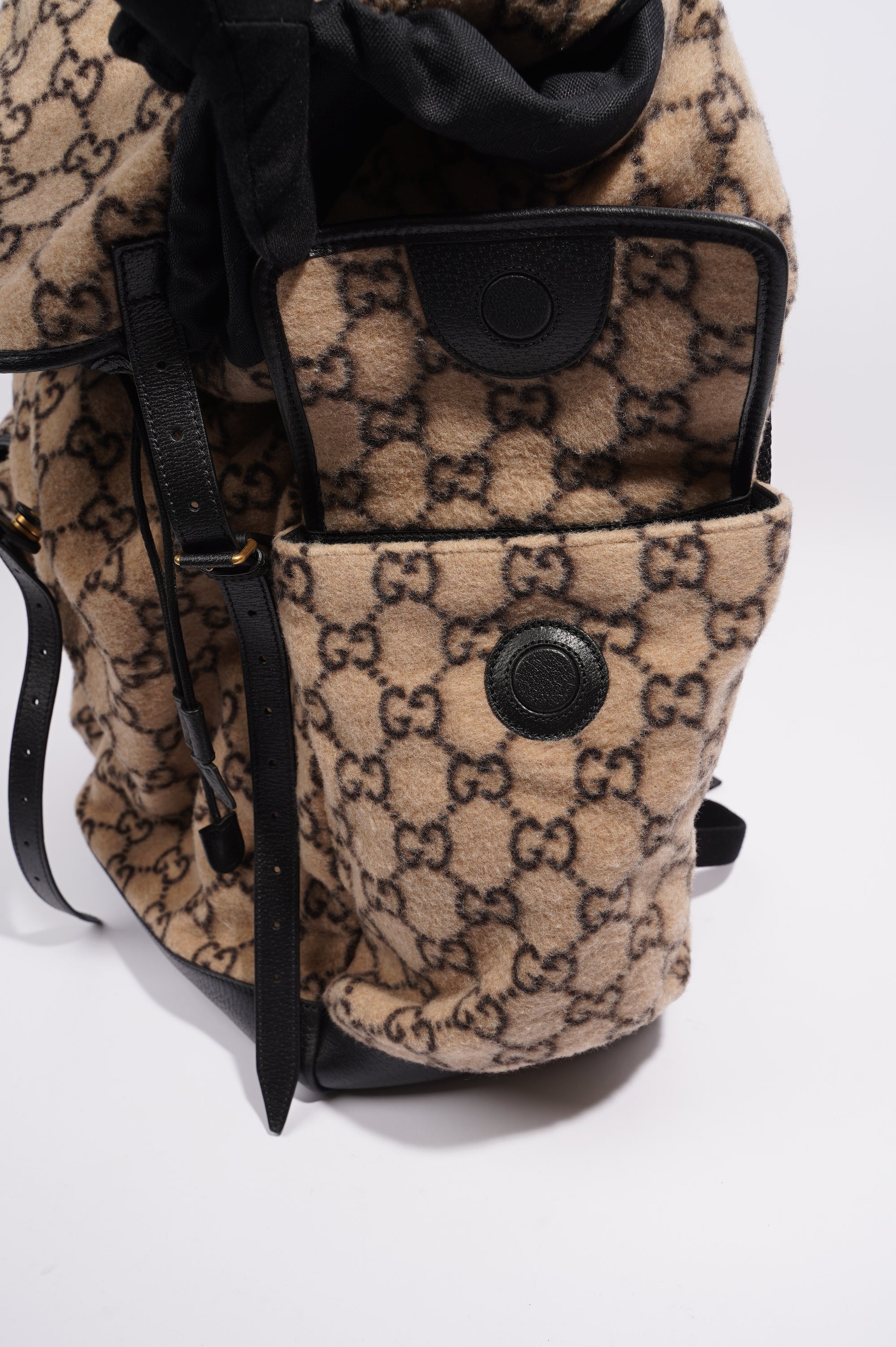 Gucci Womens GG Backpack Beige Wool