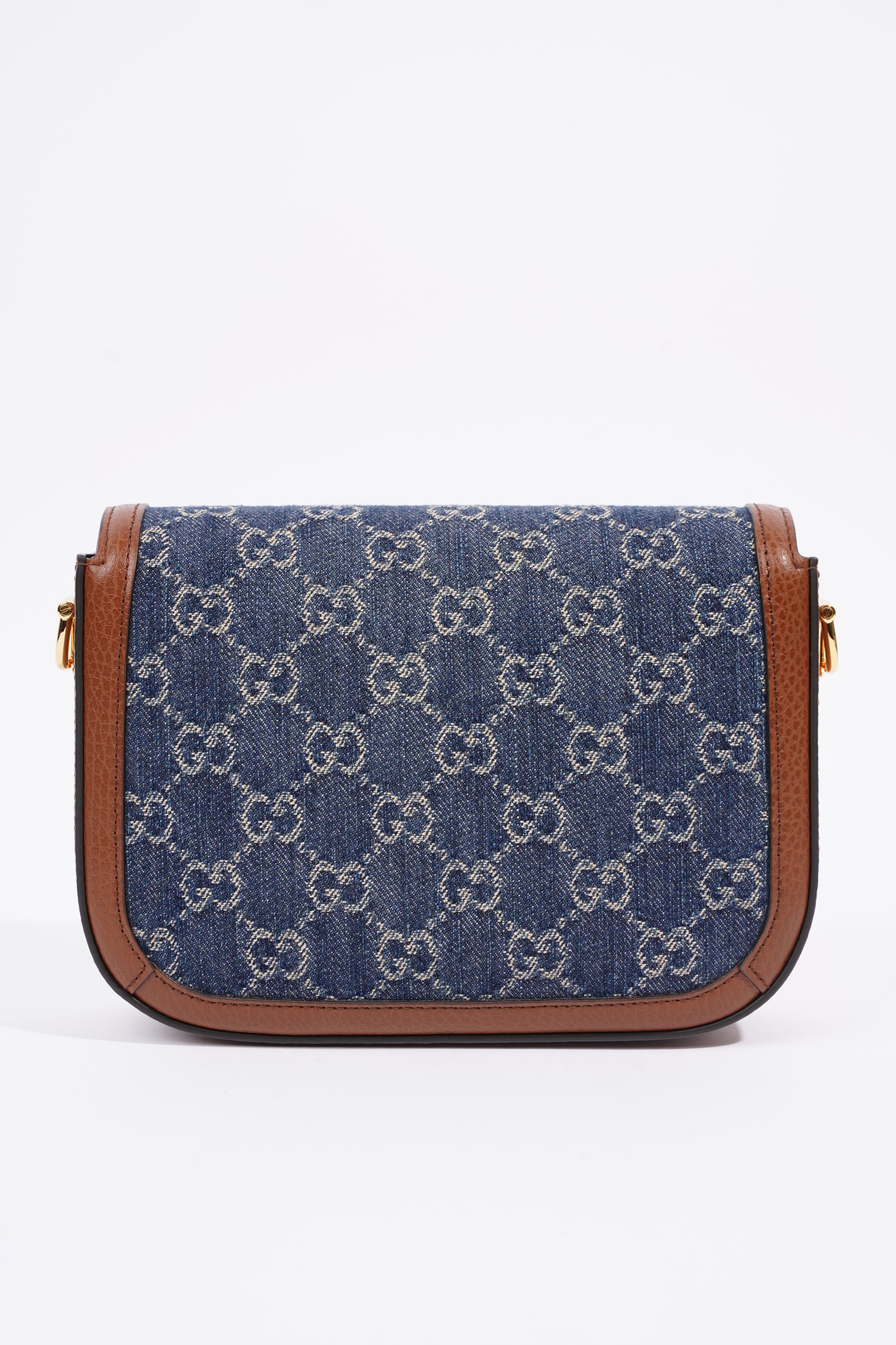 Gucci Web Horsebit 1955 Bag Brown / Denim Canvas / Leather