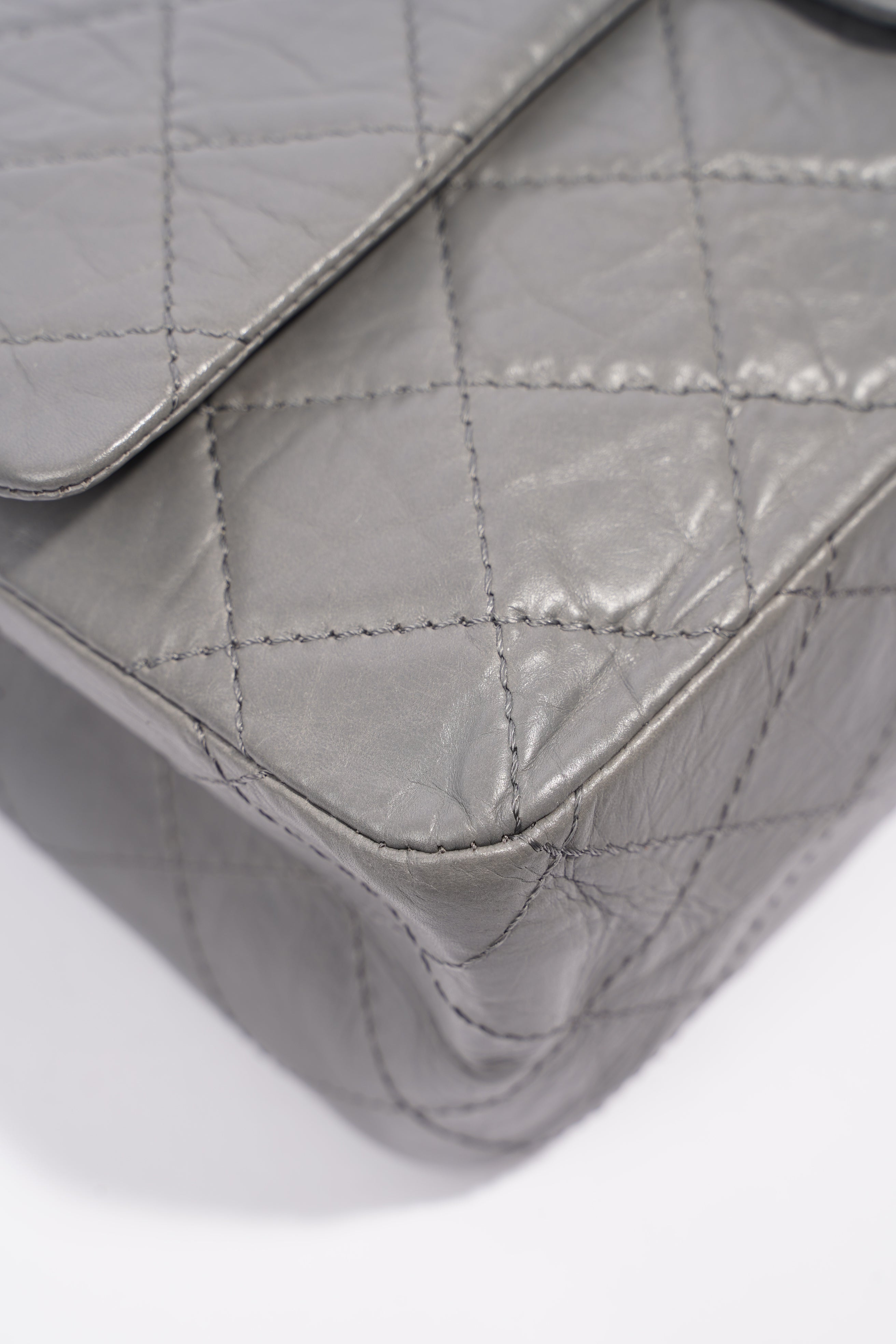 Chanel Womens 2.55 Lambskin Classic Flap Bag Grey