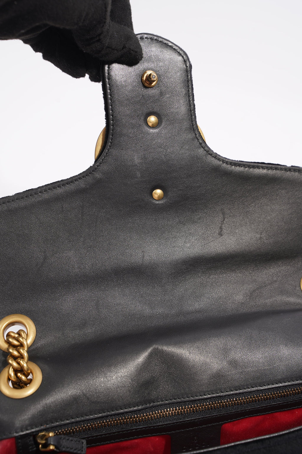 Gucci Mamont Loved Flap Black Embroidery / Velvet Medium