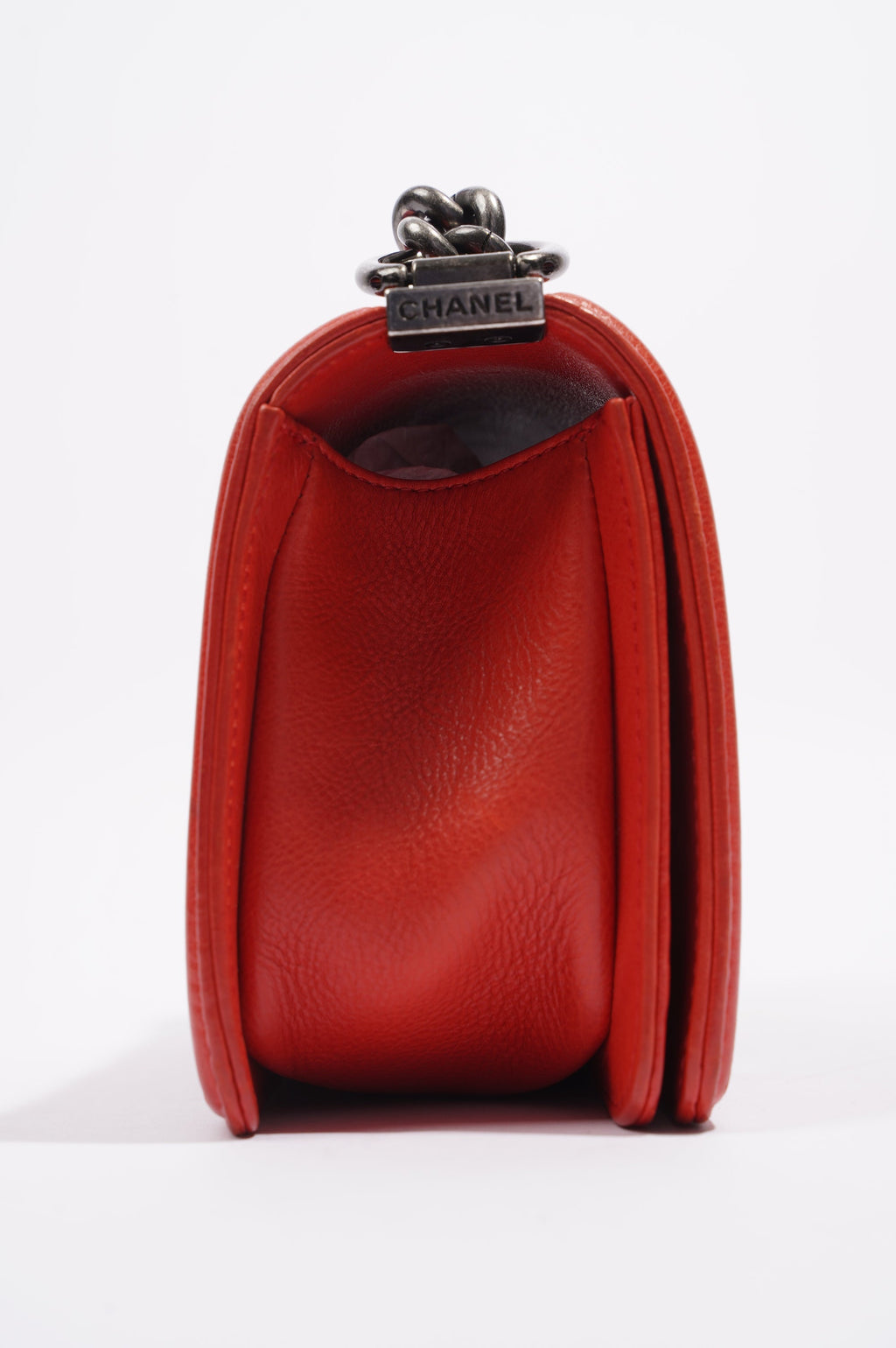 Chanel Womens Boy Bag Red Lambskin Small