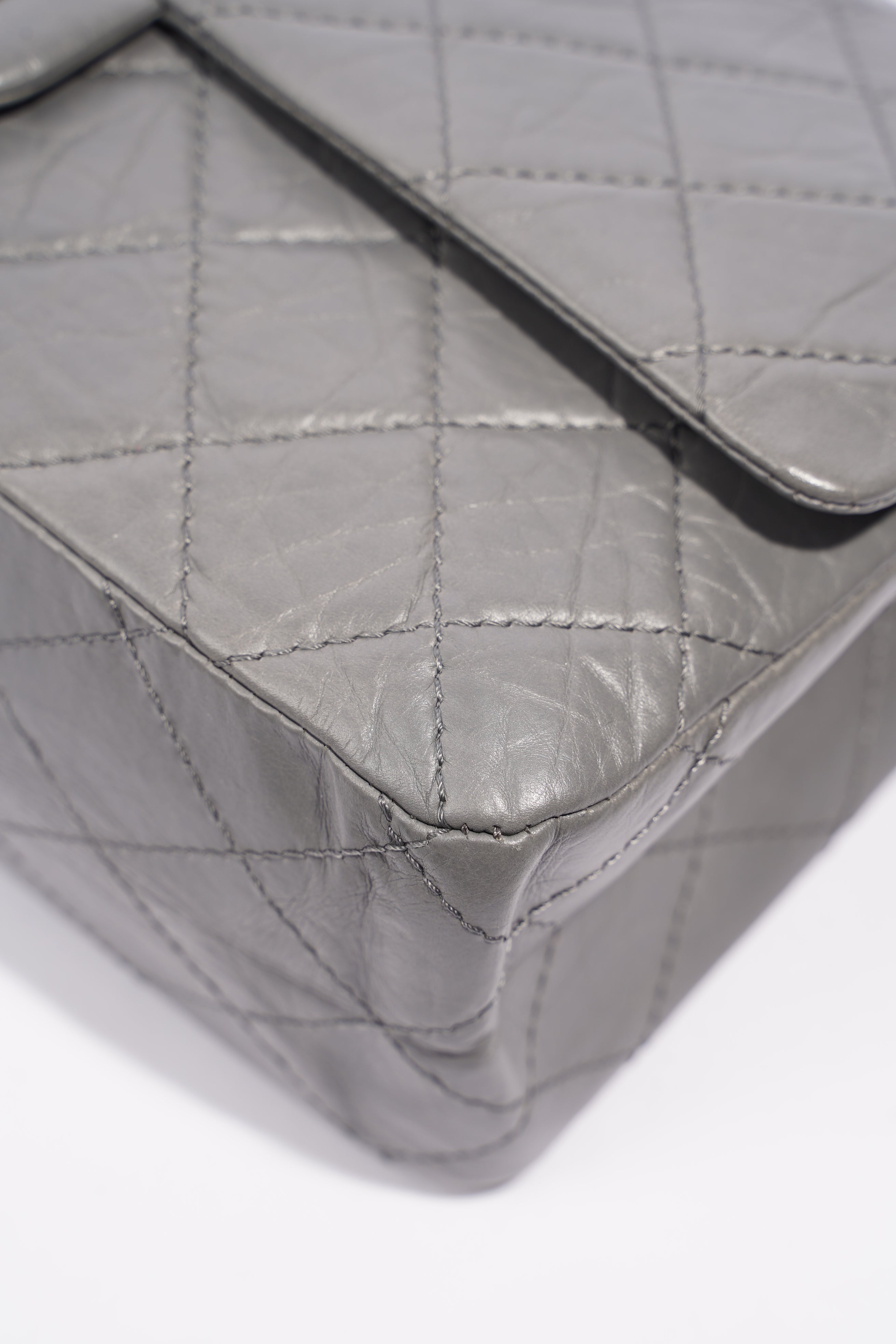 Chanel Womens 2.55 Lambskin Classic Flap Bag Grey