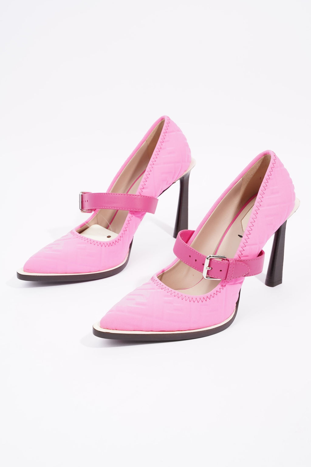 Fendi Womens Decollete Lycra FF Print Pump Pink EU 40 / UK 7