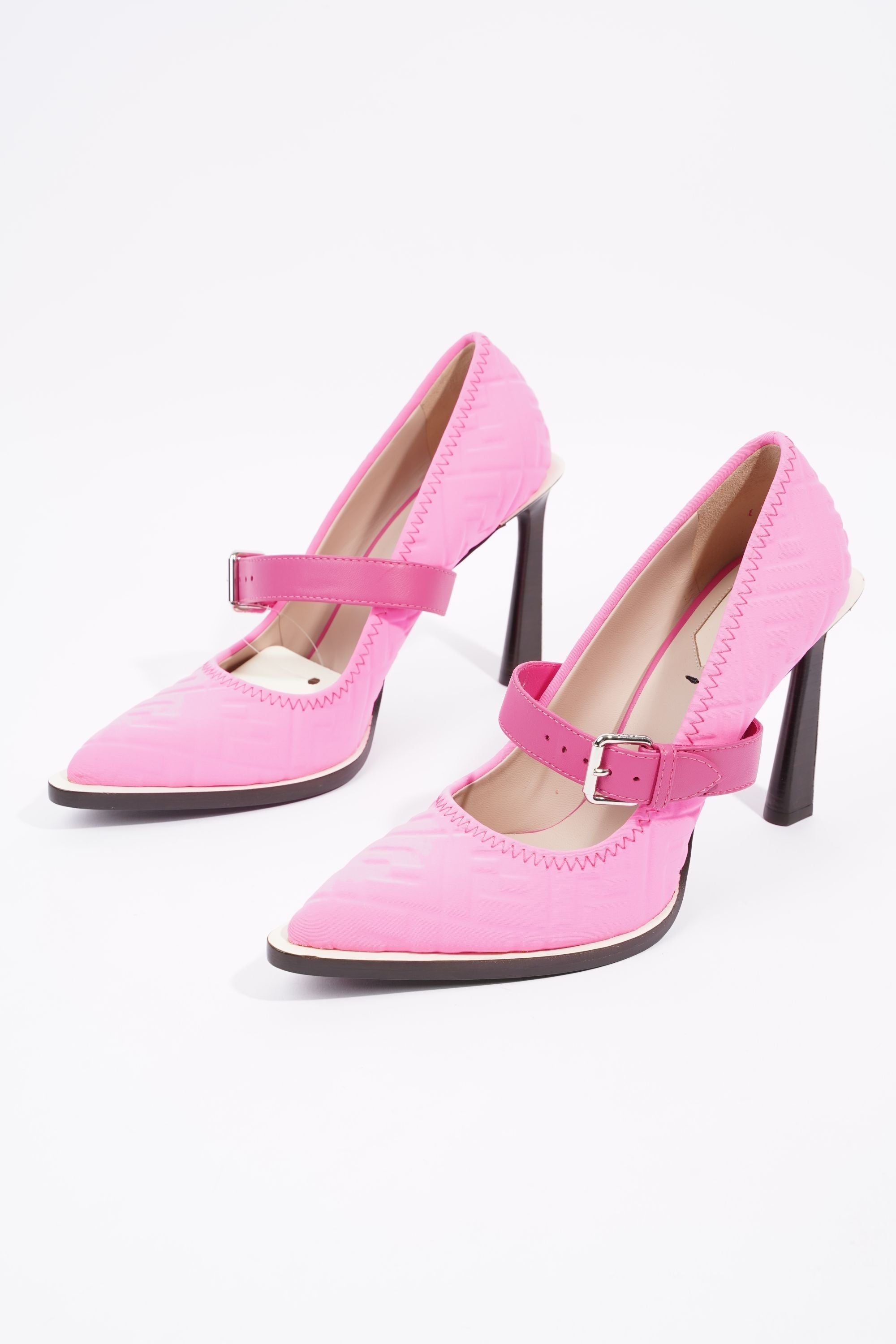 Fendi Womens Decollete Lycra FF Print Pump Pink EU 40 / UK 7