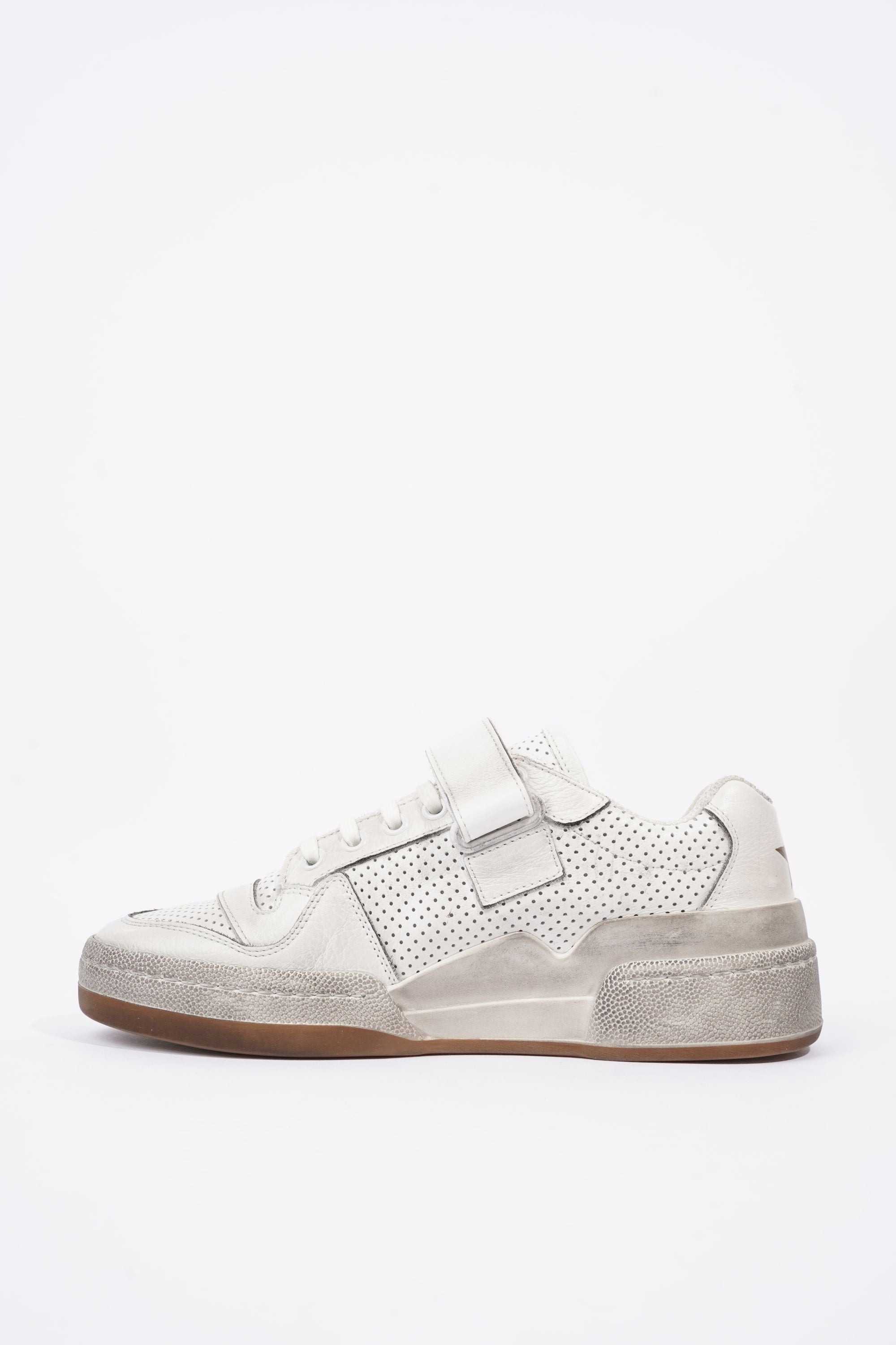 Saint Laurent Womens SL24 Low Top Sneaker Distressed White EU 37.5 / UK 4.5