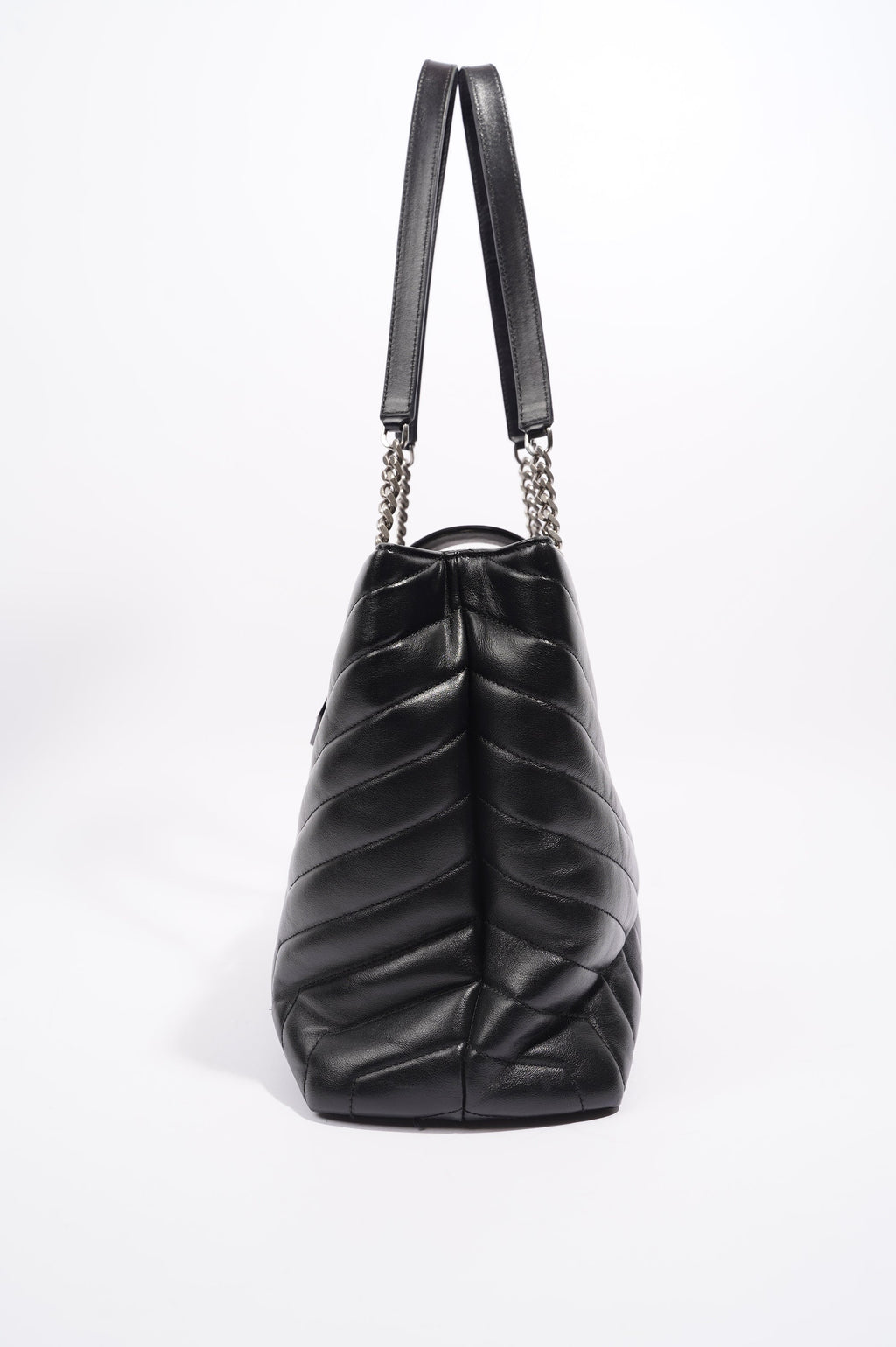 Saint Laurent Womens Lou Lou Shopper Bag Black / Silver Large