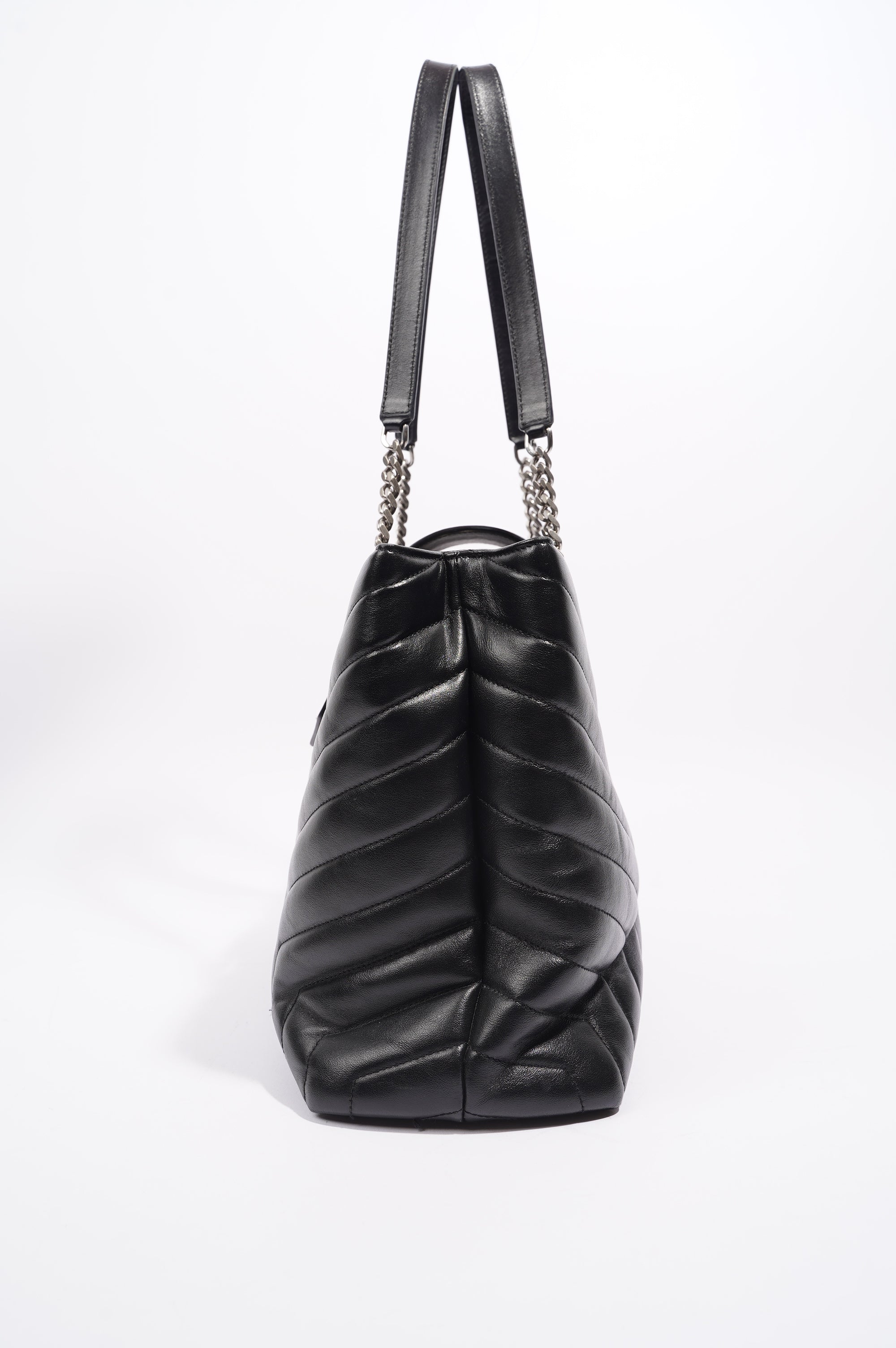Saint Laurent Womens Lou Lou Shopper Bag Black / Silver Large