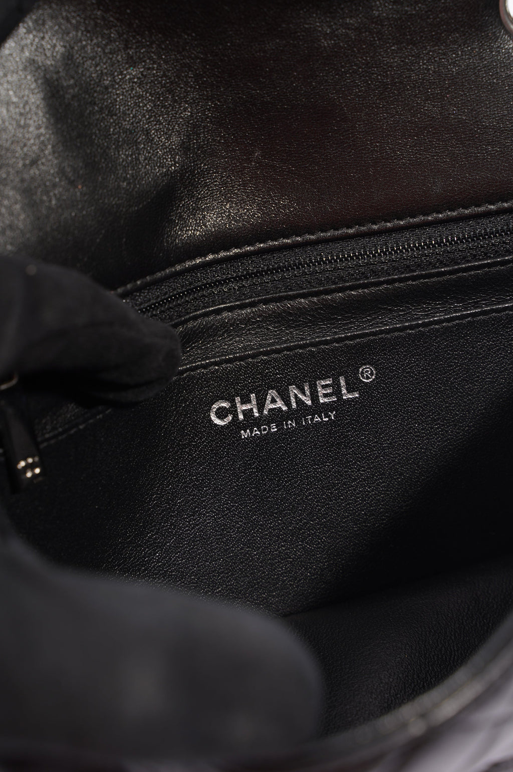Chanel Womens Lambskin Flap Bag Black Mini