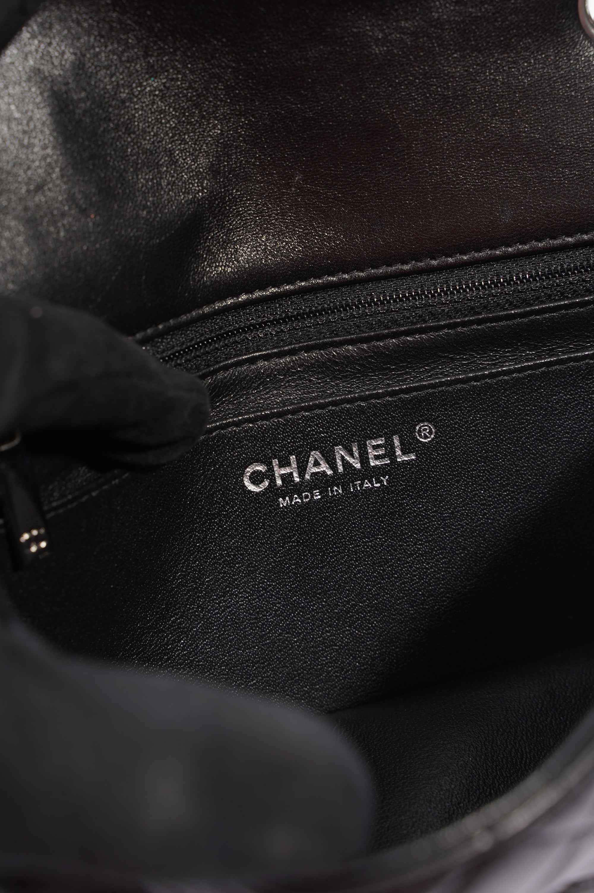 Chanel Womens Lambskin Flap Bag Black Mini
