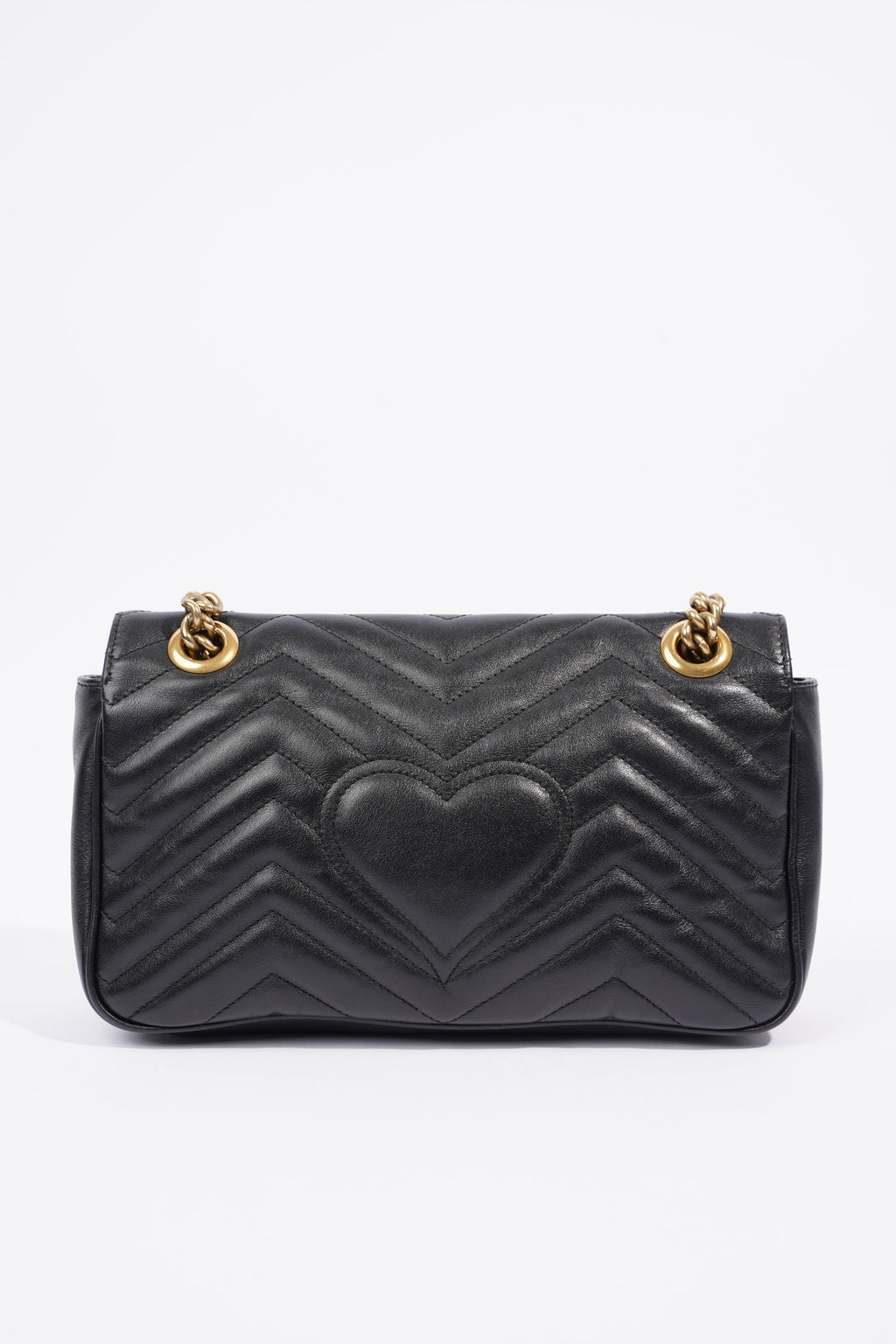 Gucci Womens GG Marmont Flap Bag Black Leather Small