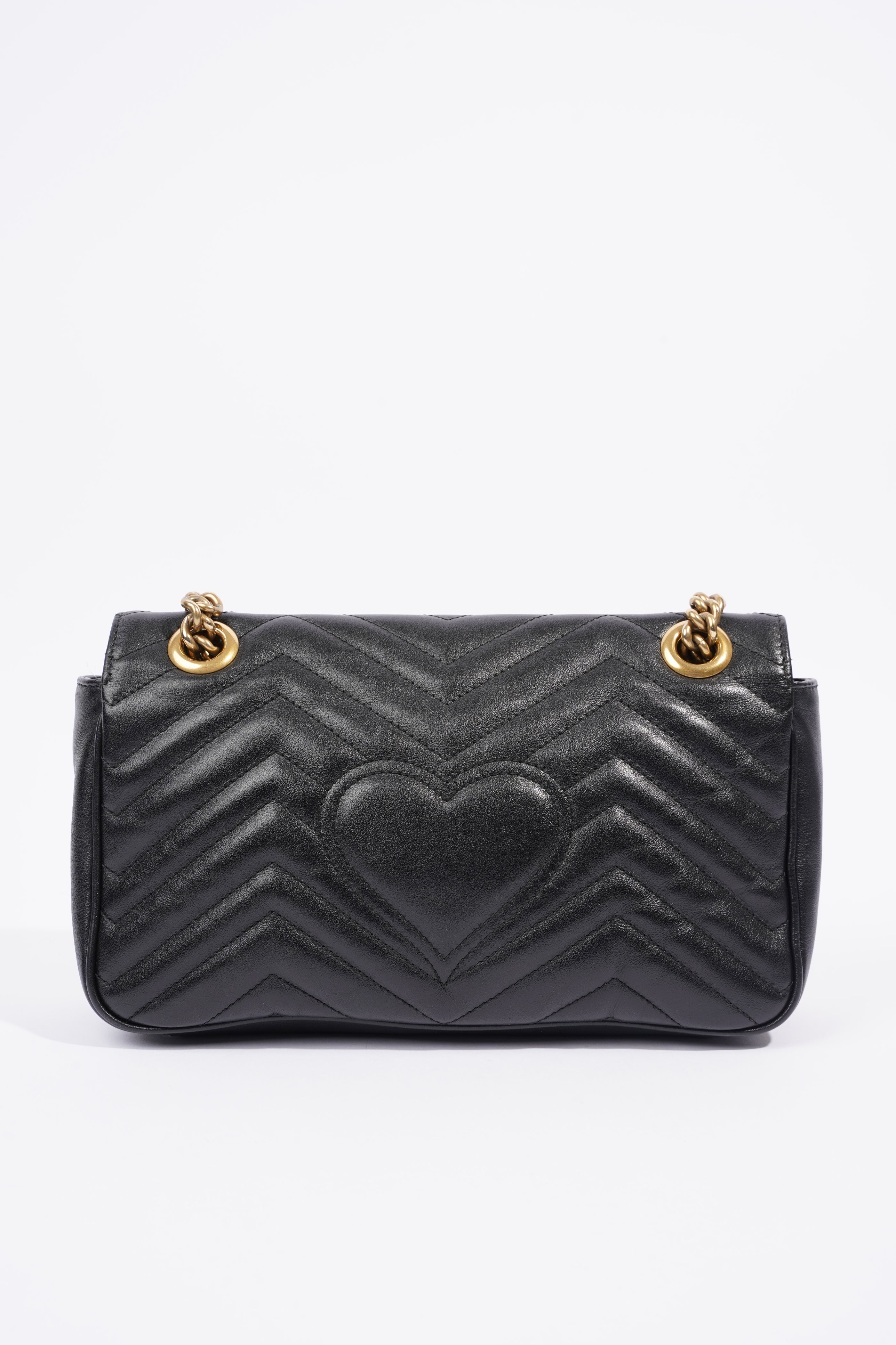 Gucci Womens GG Marmont Flap Bag Black Leather Small