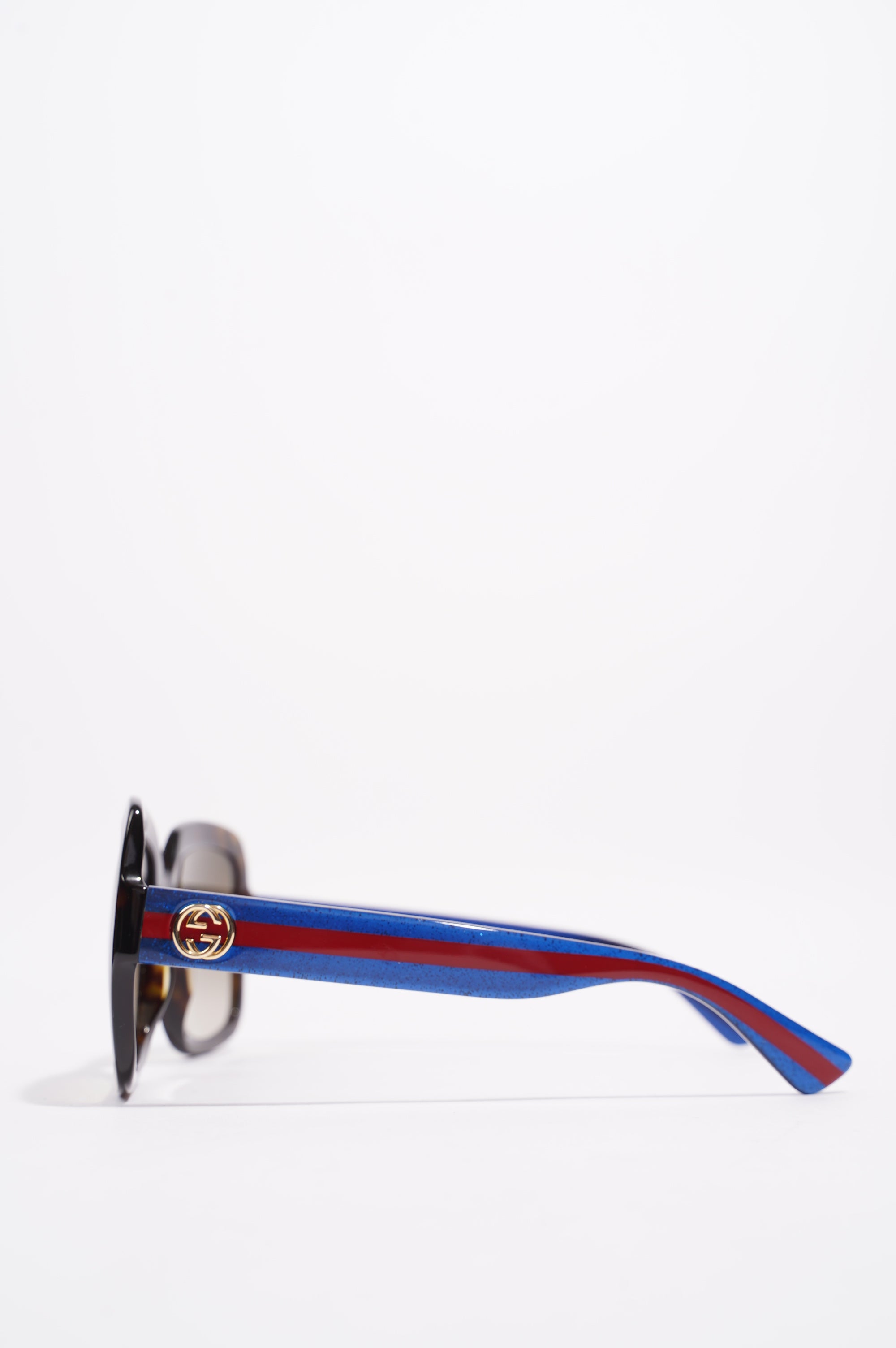 Gucci Womens GG0036S Sunglasses Tortoise Shell / Blue / Red 140