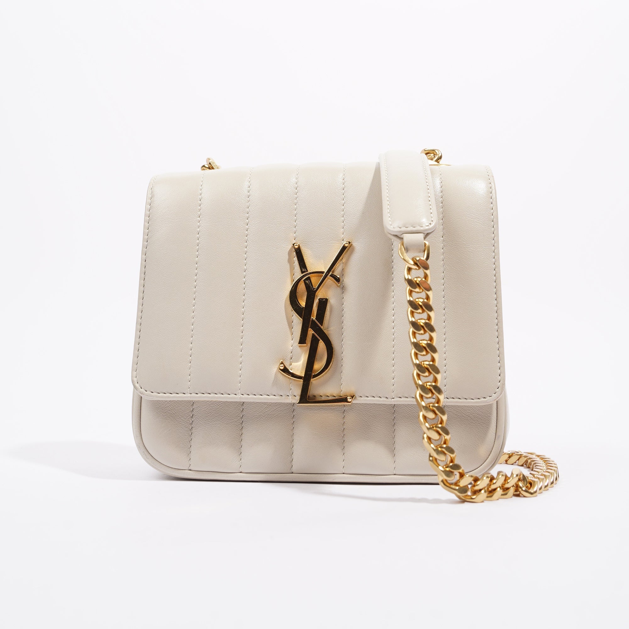 Saint Laurent Womens Vicky Bag White Small