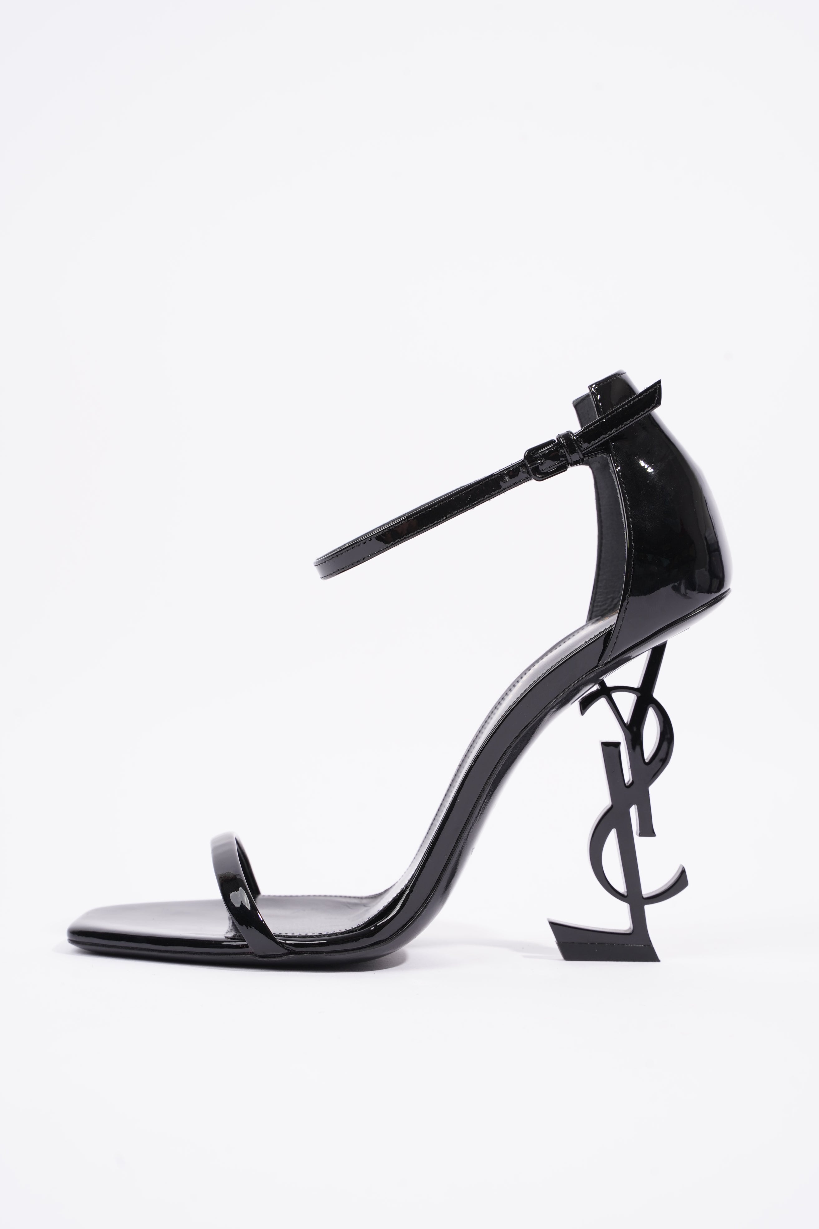 Saint Laurent Womens Opyum Sandal Patent Black EU 38 / UK 5