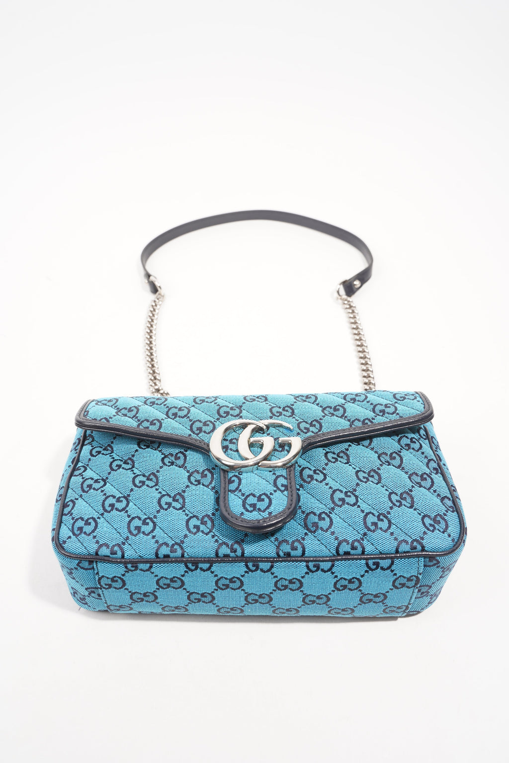 Gucci Womens GG Marmont Flap Bag Blue Small