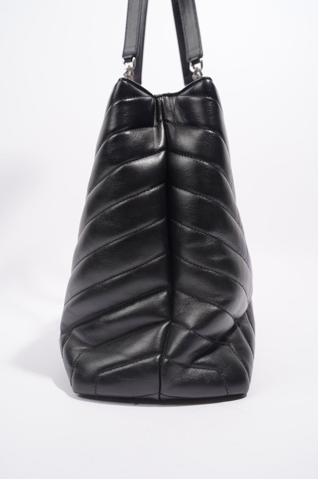 Saint Laurent Womens Lou Lou Shopper Bag Black / Silver Large