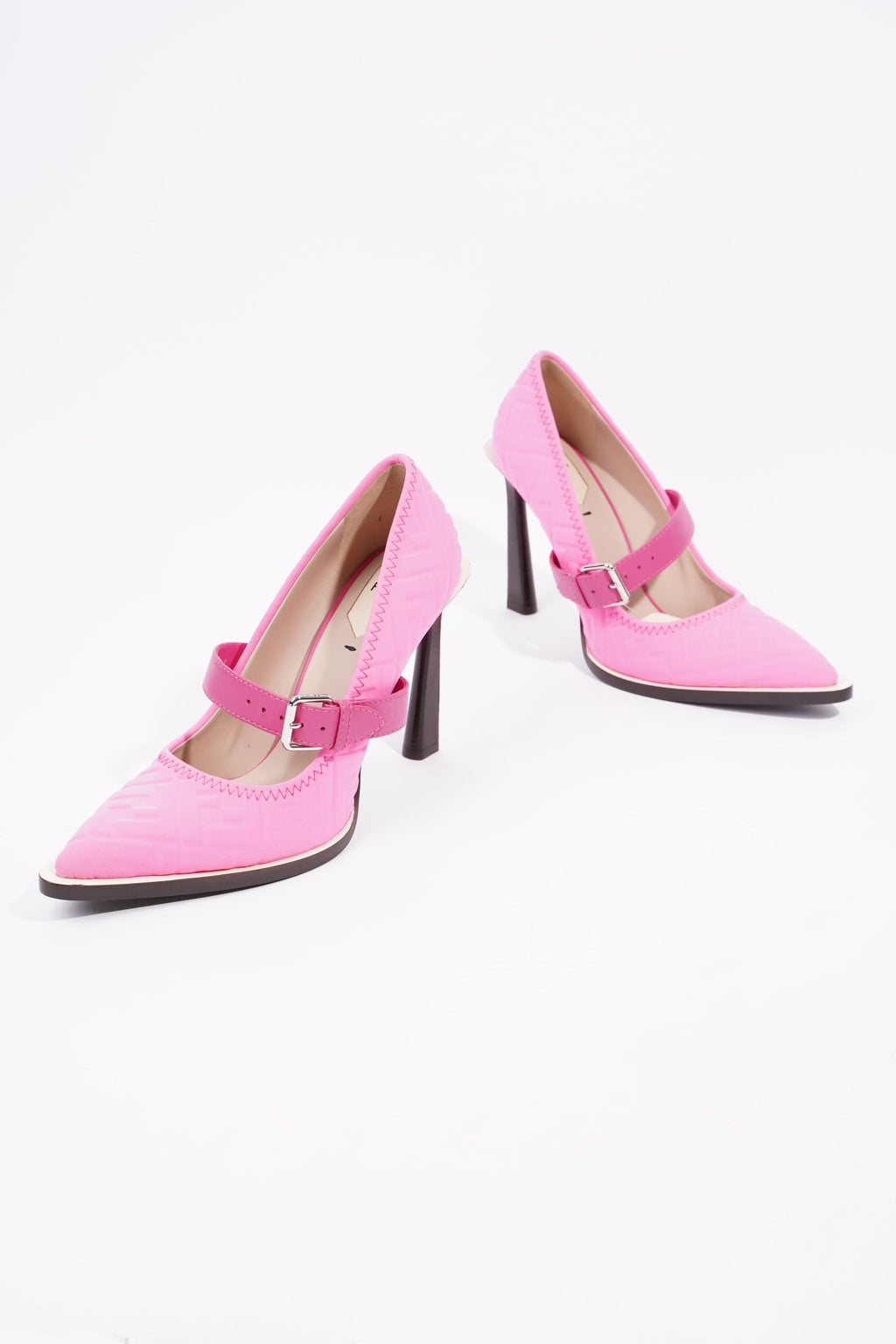 Fendi Womens Decollete Lycra FF Print Pump Pink EU 40 / UK 7