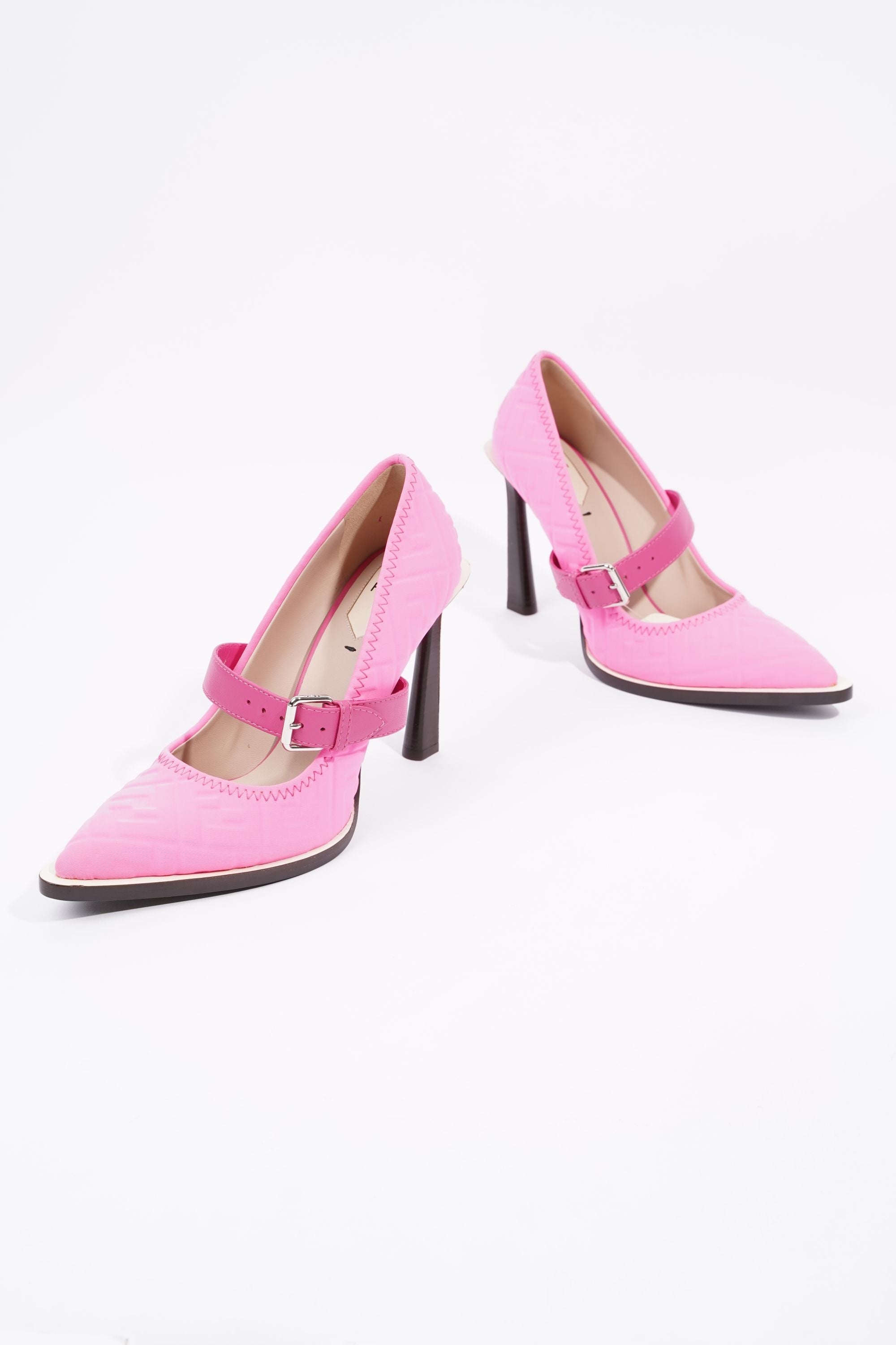 Fendi Womens Decollete Lycra FF Print Pump Pink EU 40 / UK 7