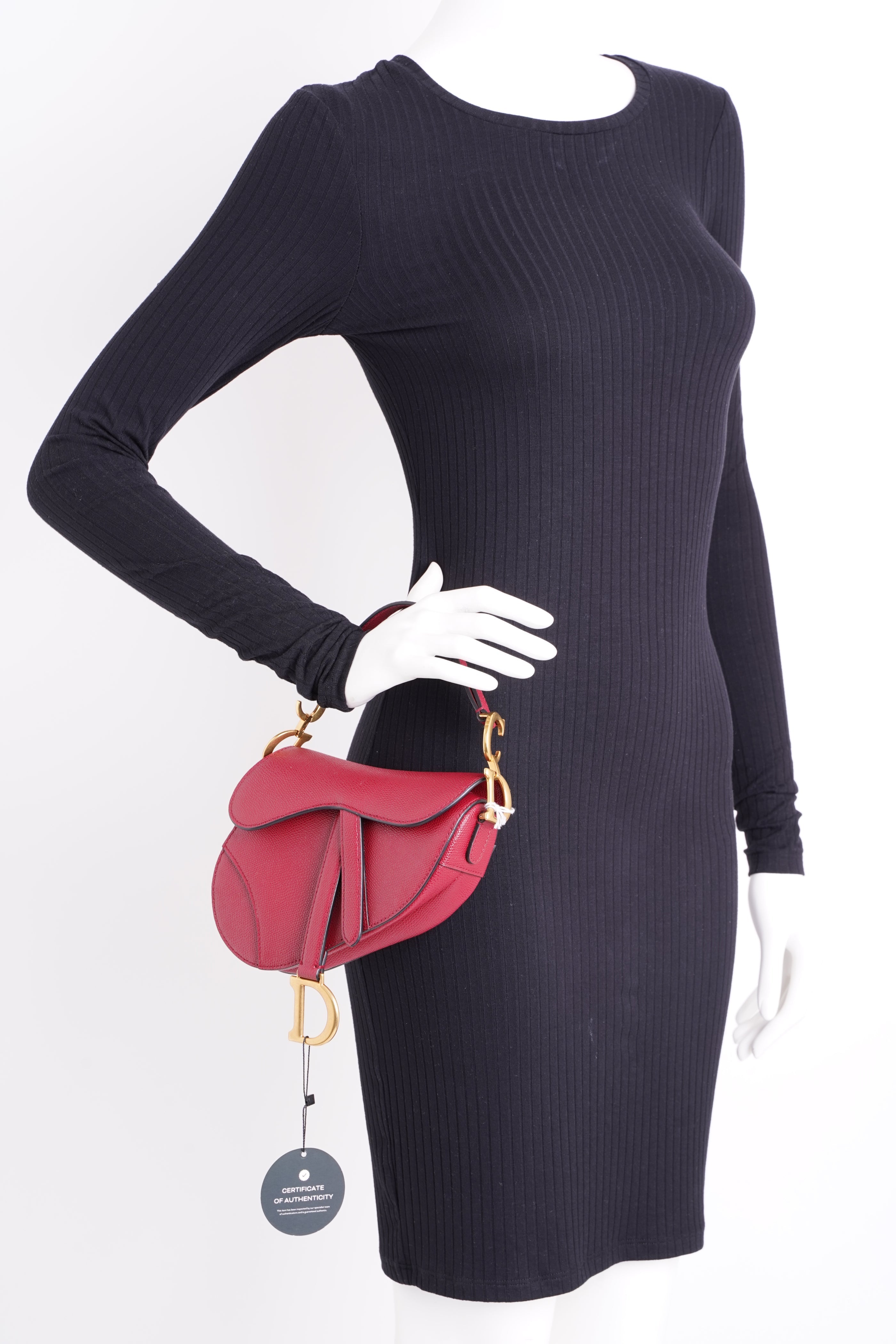Christian Dior Saddle Bag Red Leather Mini