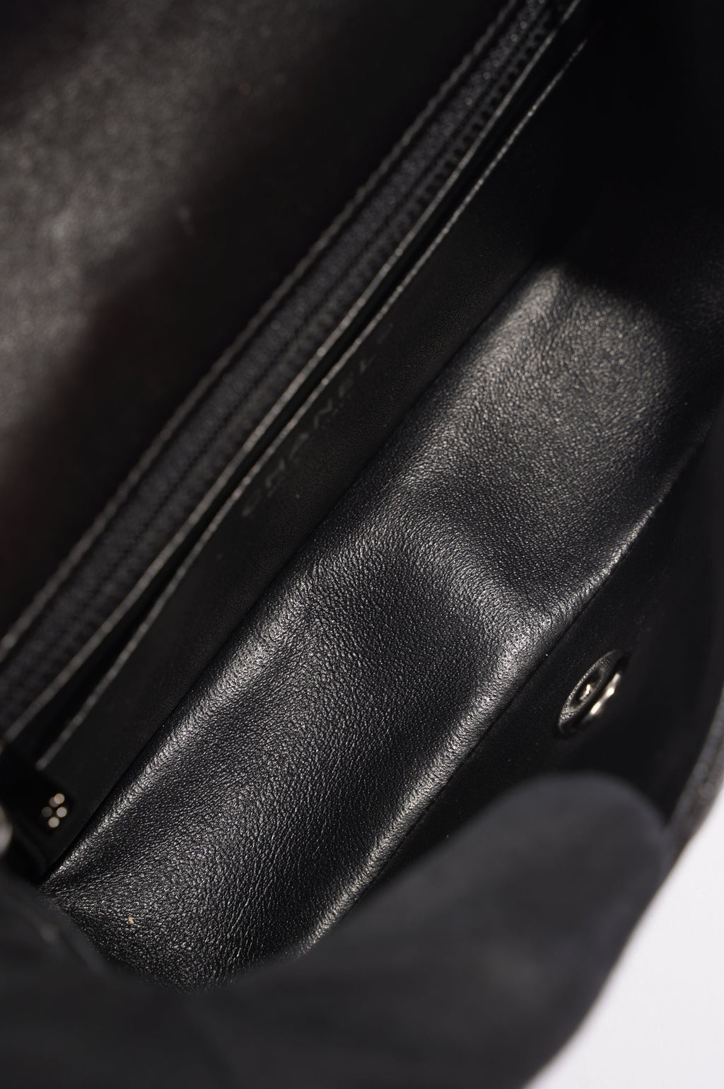 Chanel Womens Lambskin Flap Bag Black Mini