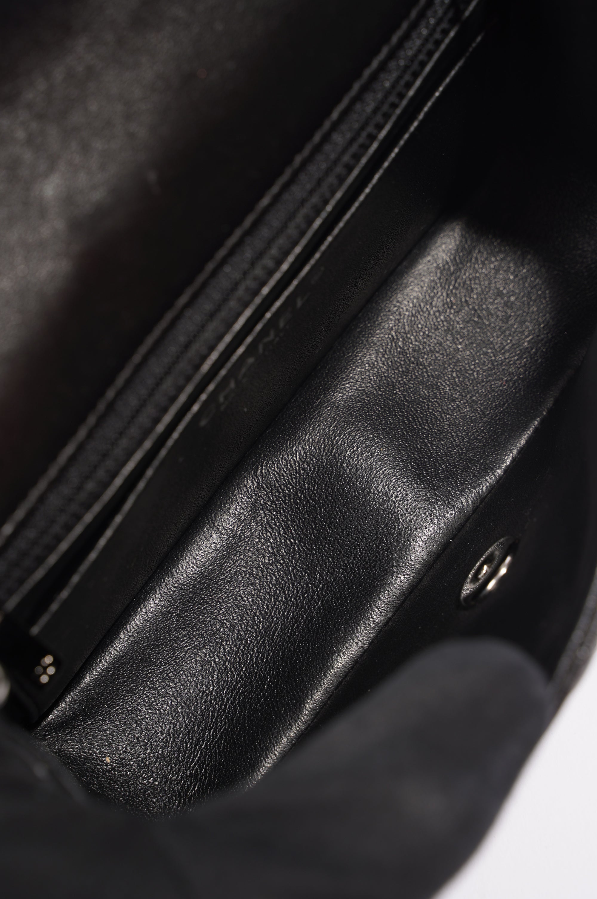 Chanel Womens Lambskin Flap Bag Black Mini