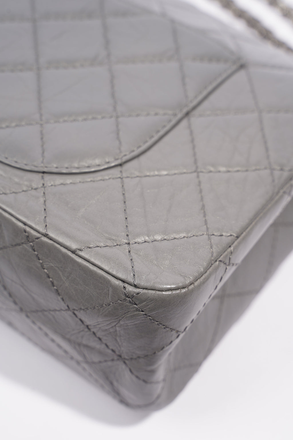Chanel Womens 2.55 Lambskin Classic Flap Bag Grey