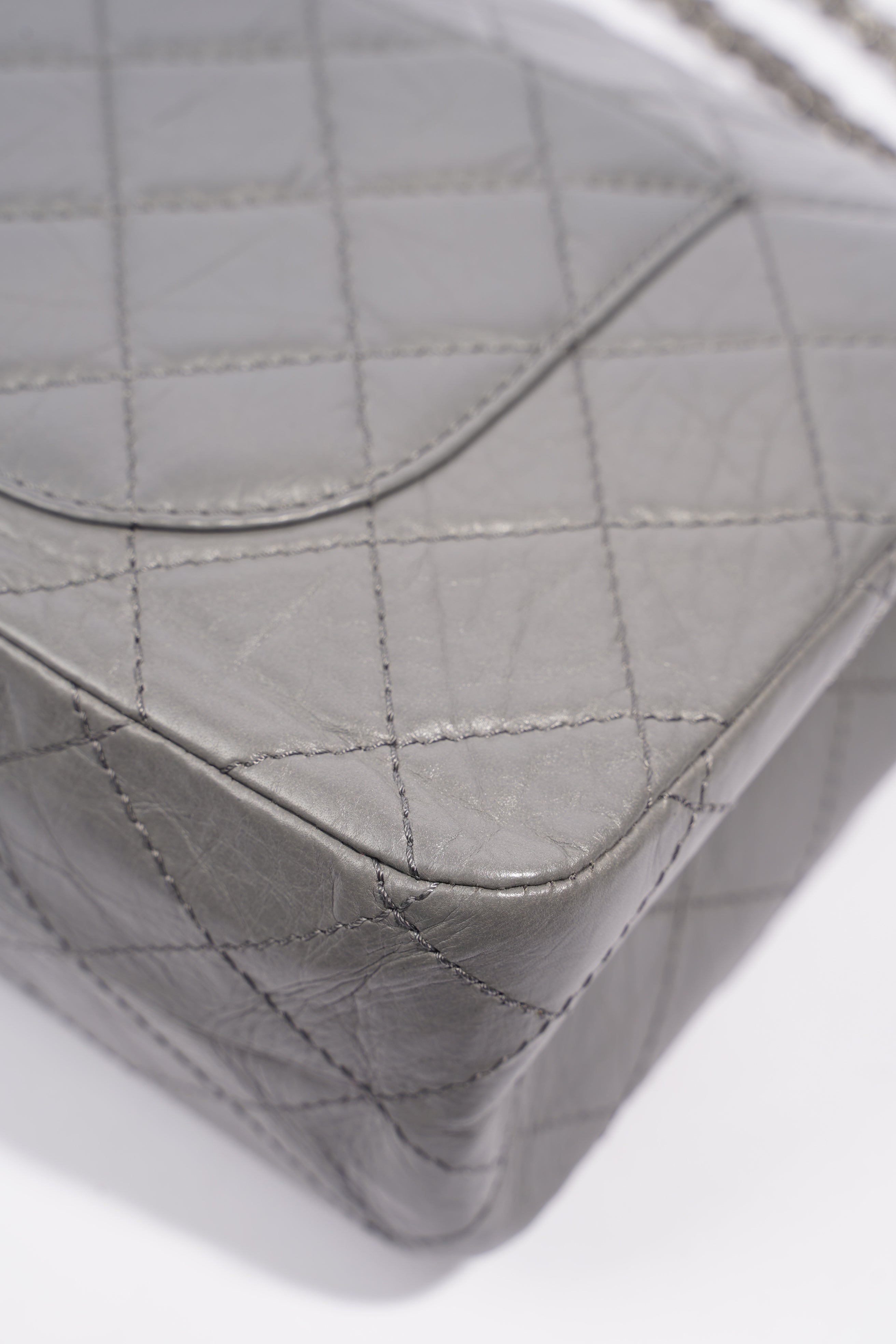 Chanel Womens 2.55 Lambskin Classic Flap Bag Grey
