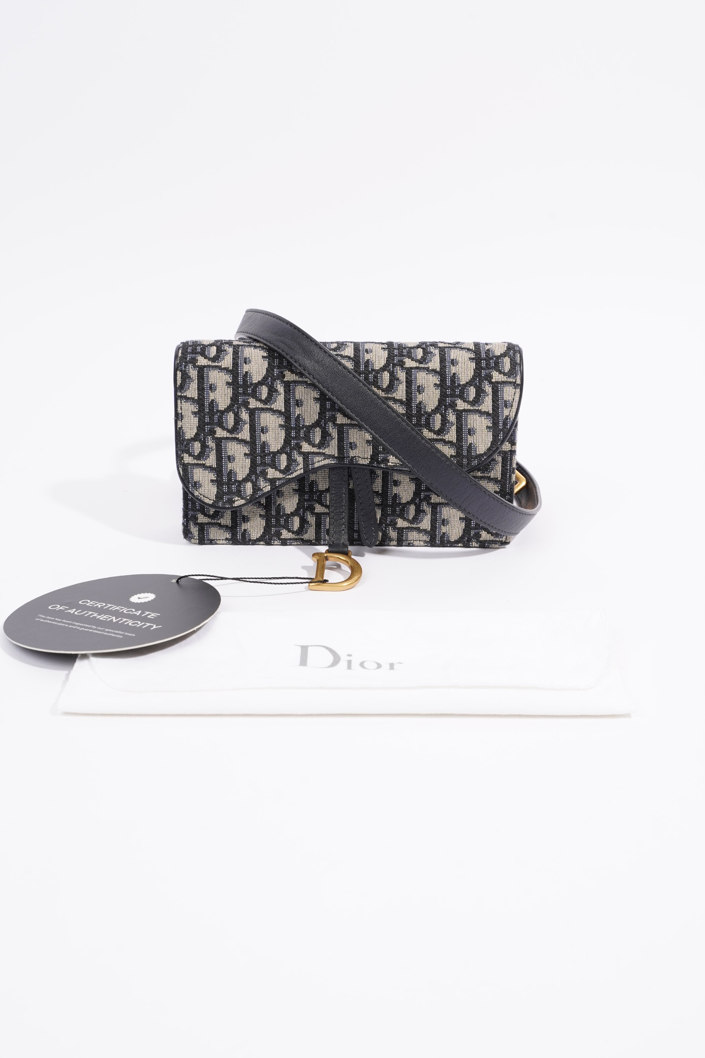 Christian Dior Saddle Belt Bag Blue Oblique Canvas