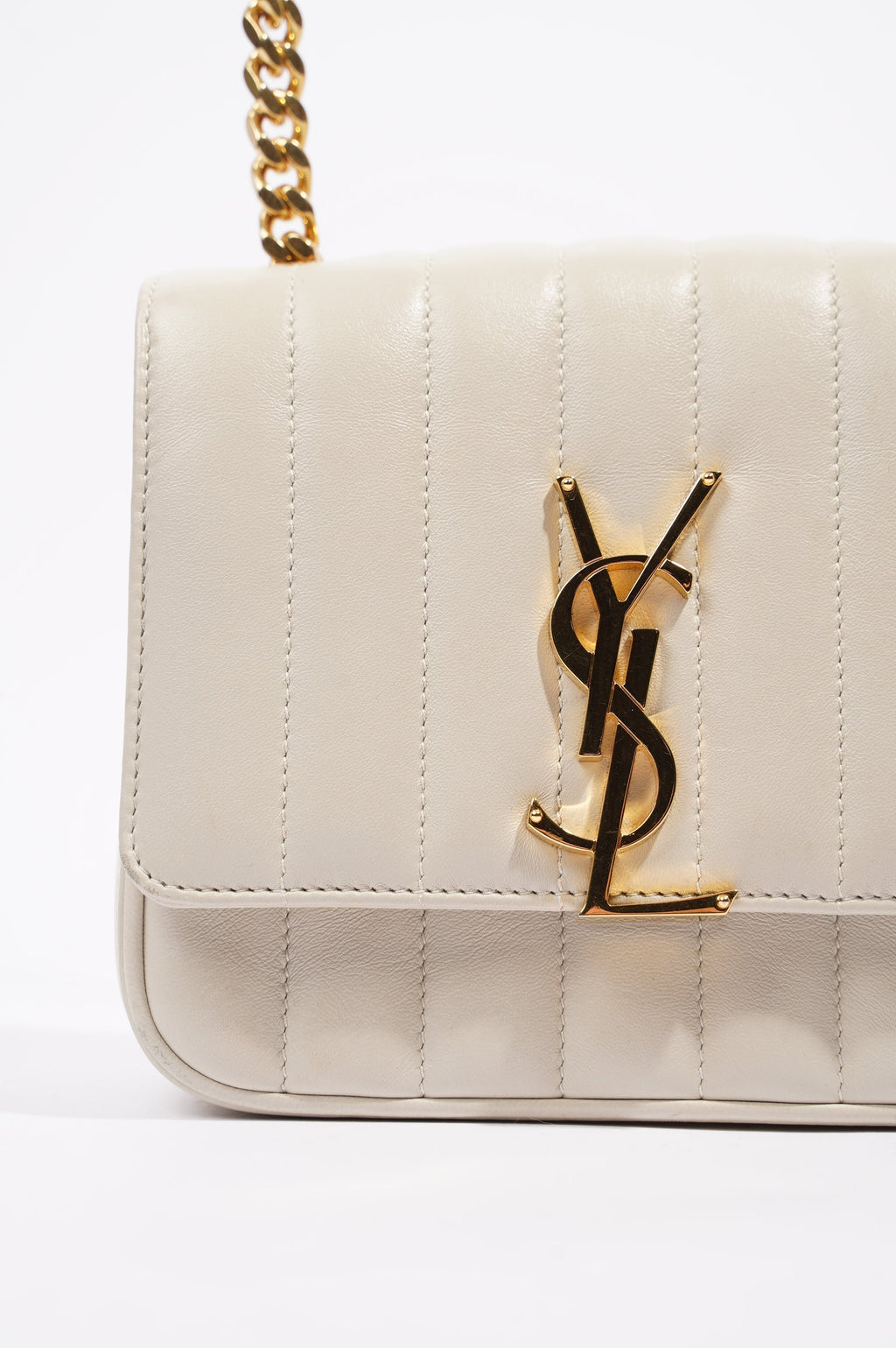 Saint Laurent Womens Vicky Bag White Small