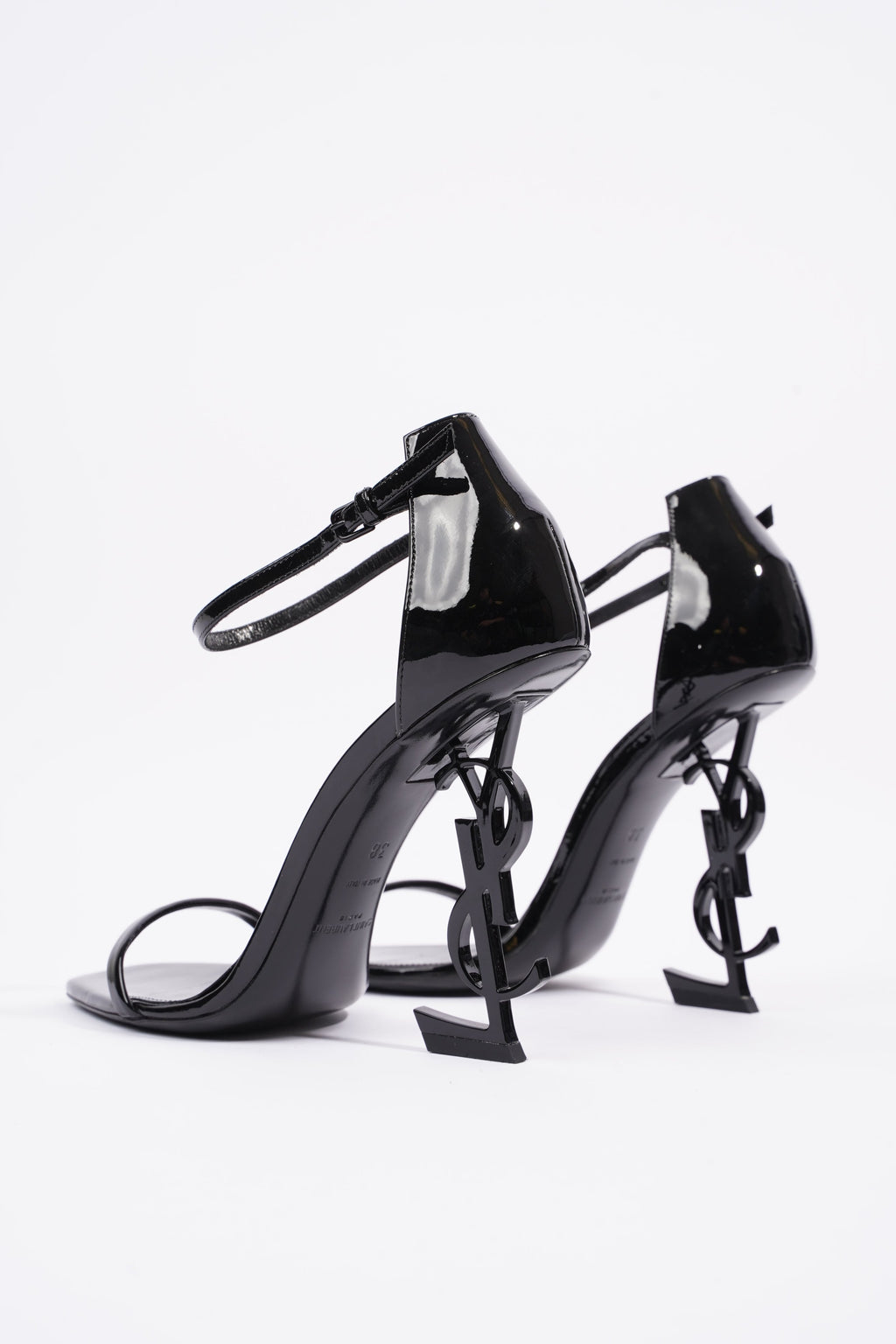 Saint Laurent Womens Opyum Sandal Patent Black EU 38 / UK 5