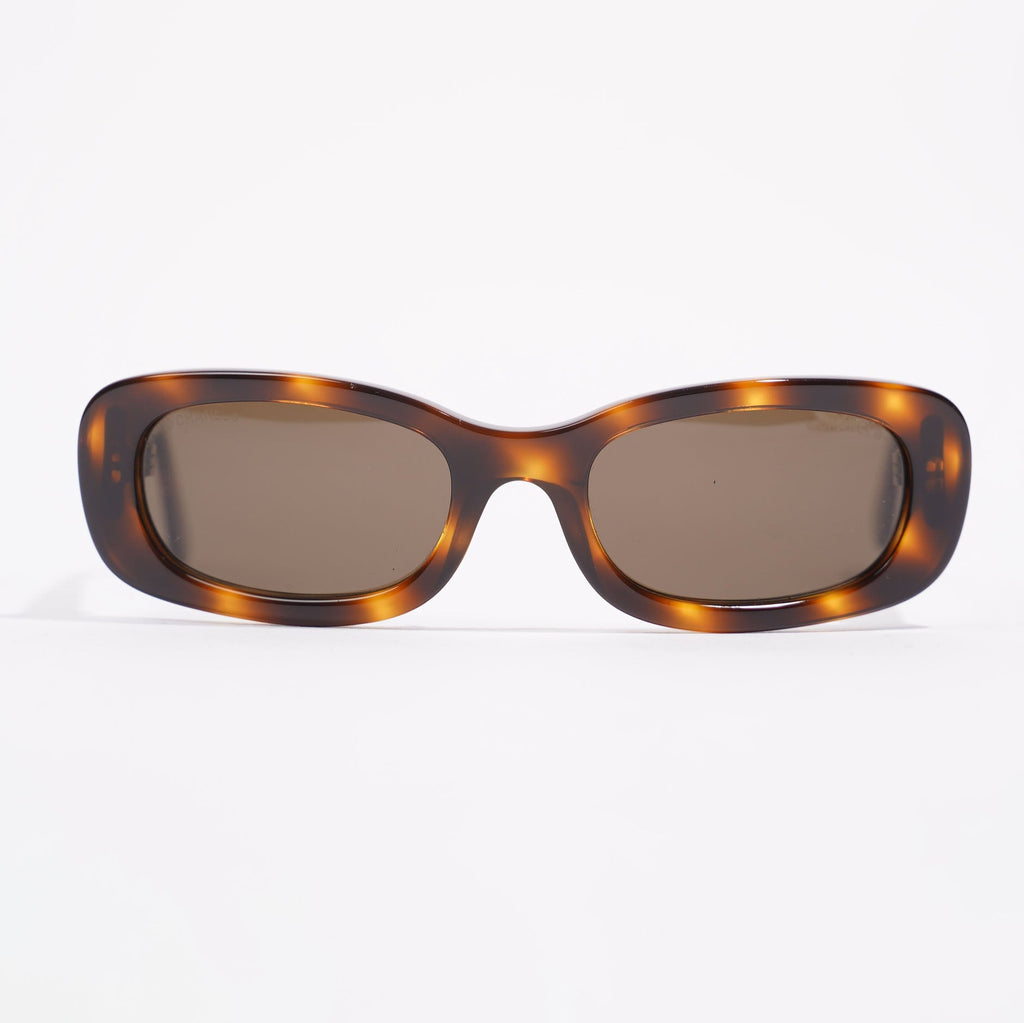 Chanel Womens Rectangular Sunglasses Brown / Black Acetate 135