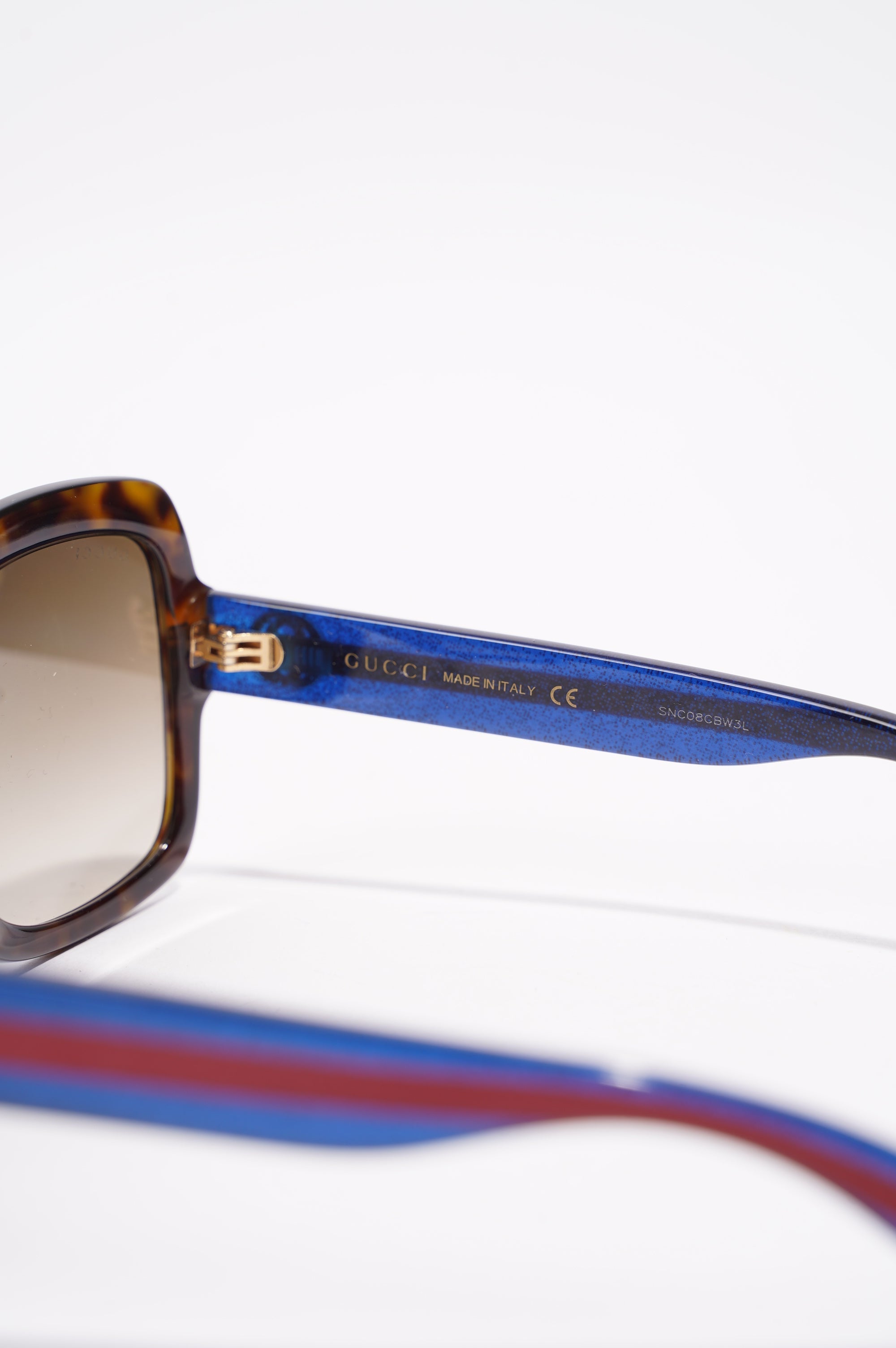 Gucci Womens GG0036S Sunglasses Tortoise Shell / Blue / Red 140