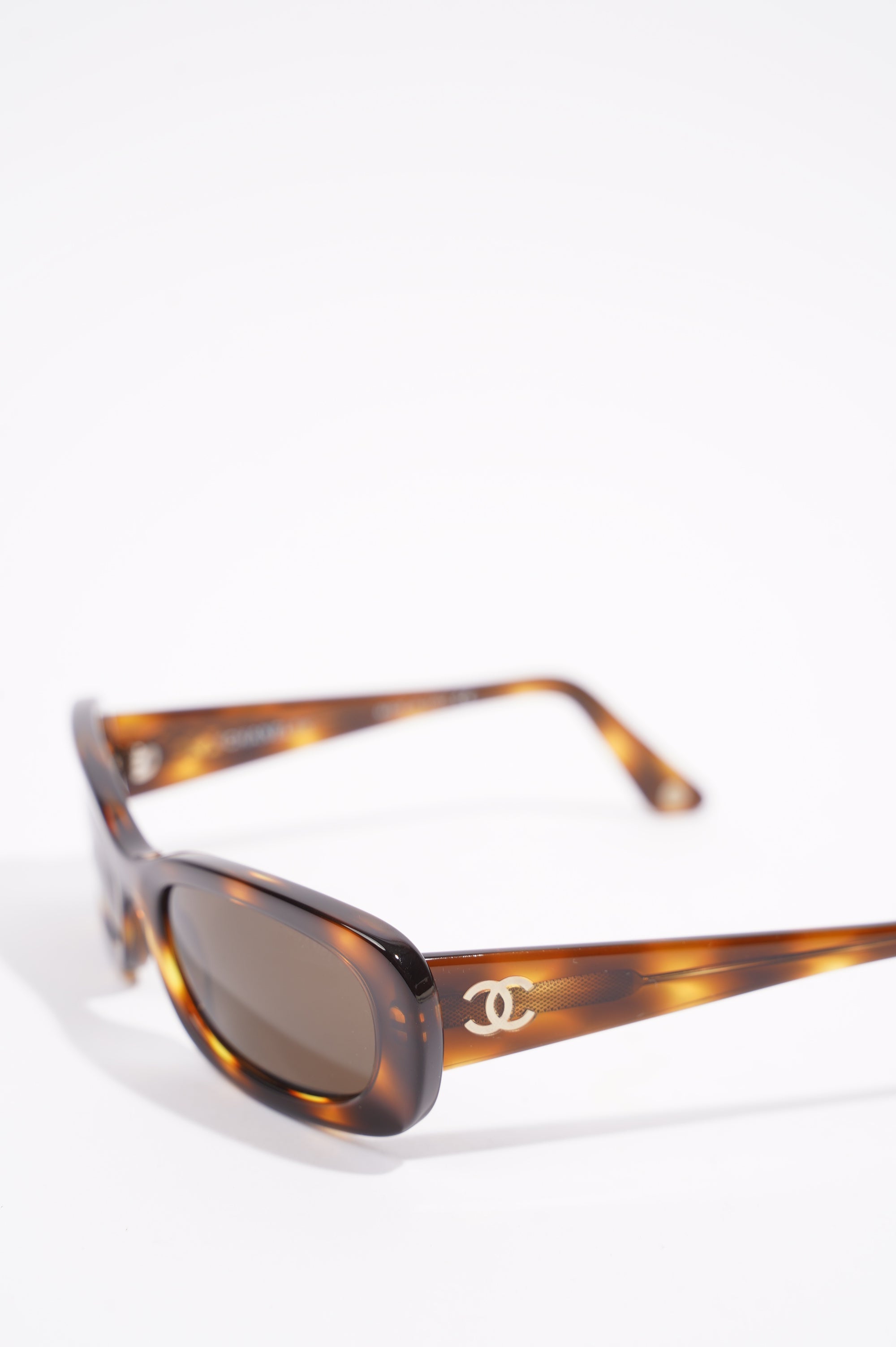 Chanel Womens Rectangular Sunglasses Brown / Black Acetate 135