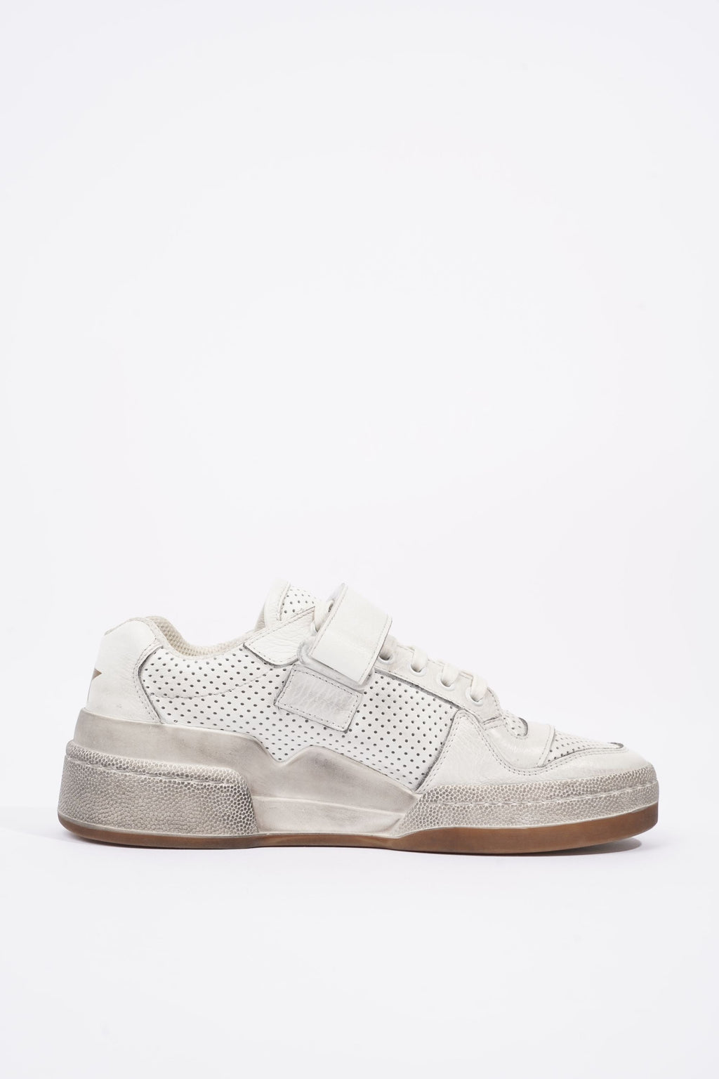 Saint Laurent Womens SL24 Low Top Sneaker Distressed White EU 37.5 / UK 4.5