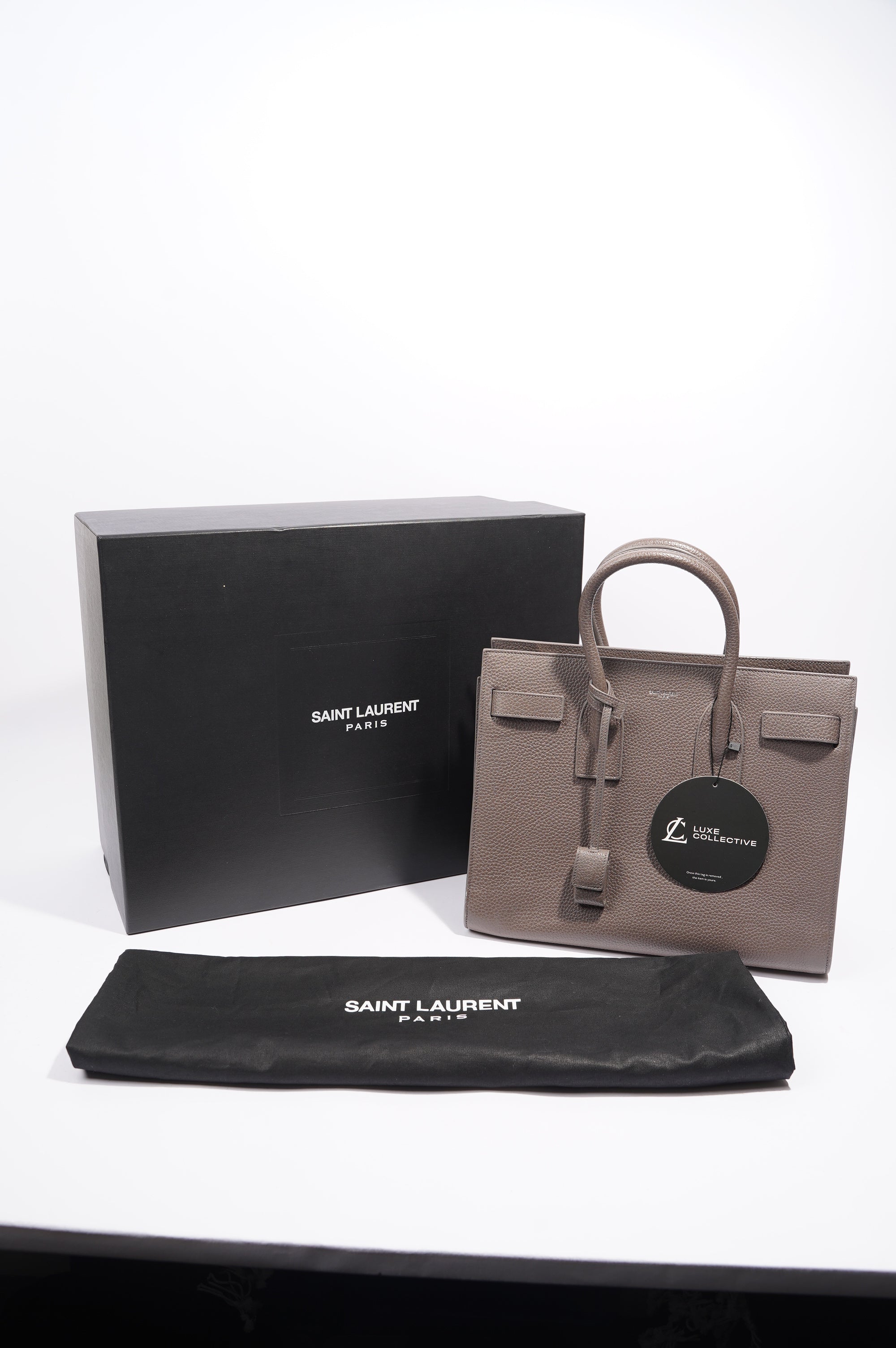 Saint Laurent Sac De Jour Tote Bag Grey Leather Small