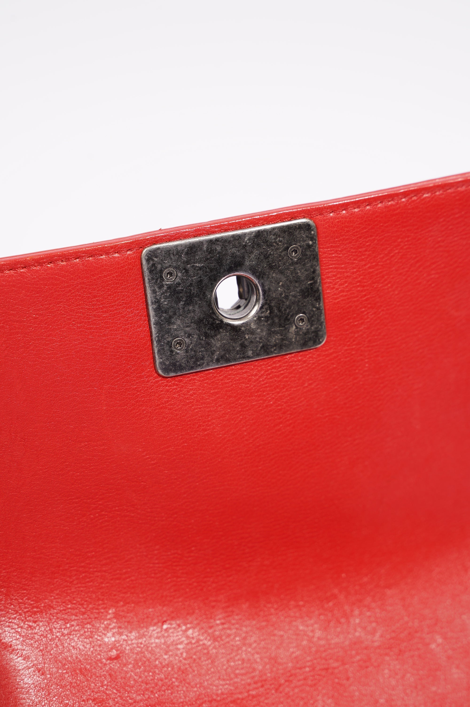 Chanel Womens Boy Bag Red Lambskin Small