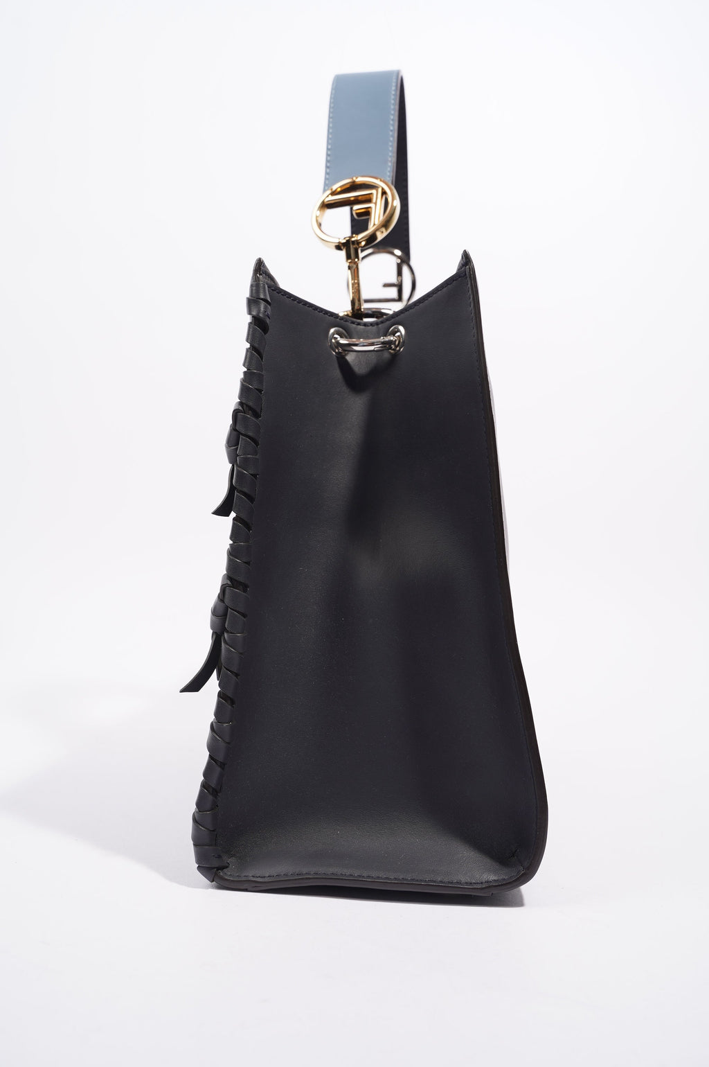 Fendi Womens Runaway Whipstitch Bag Blue / Navy