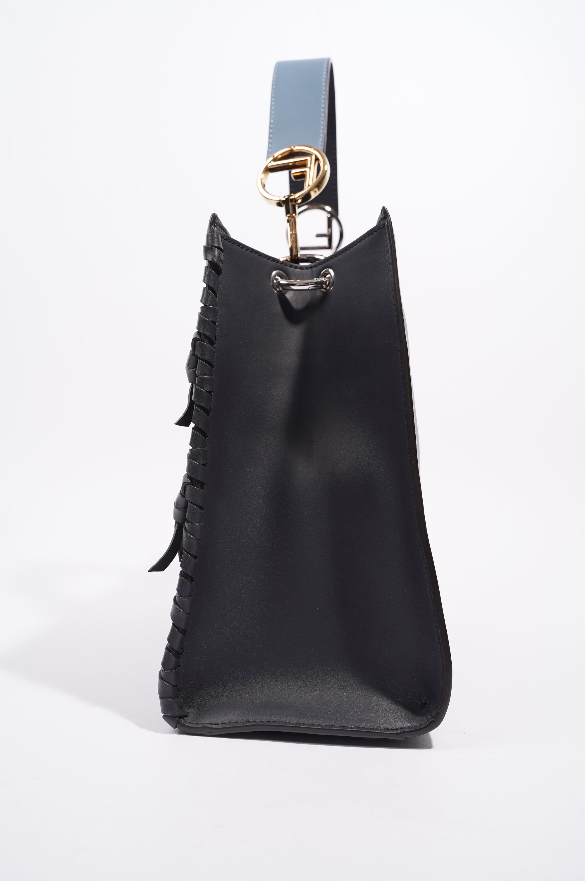 Fendi Womens Runaway Whipstitch Bag Blue / Navy