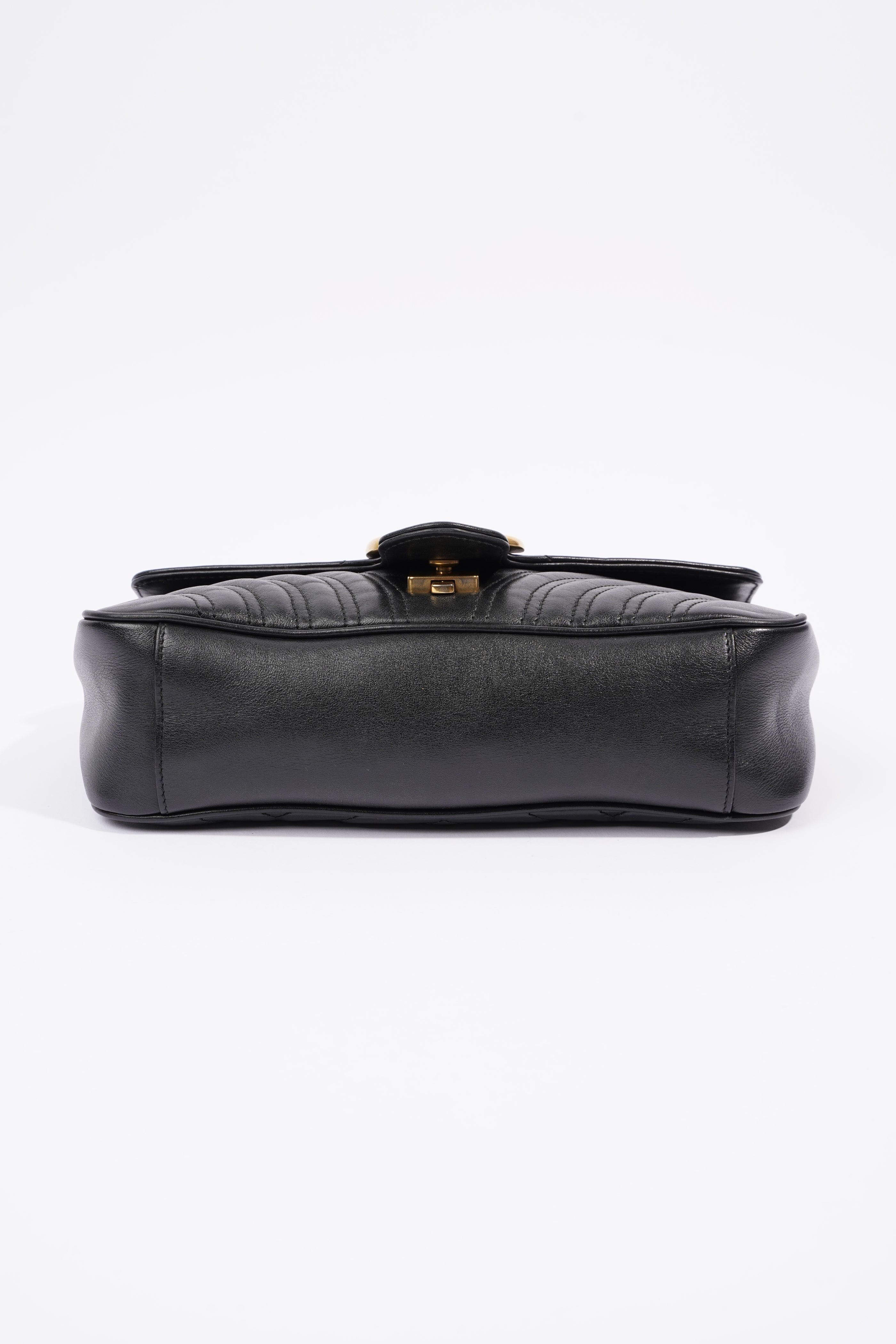 Gucci Womens GG Marmont Flap Bag Black Leather Small