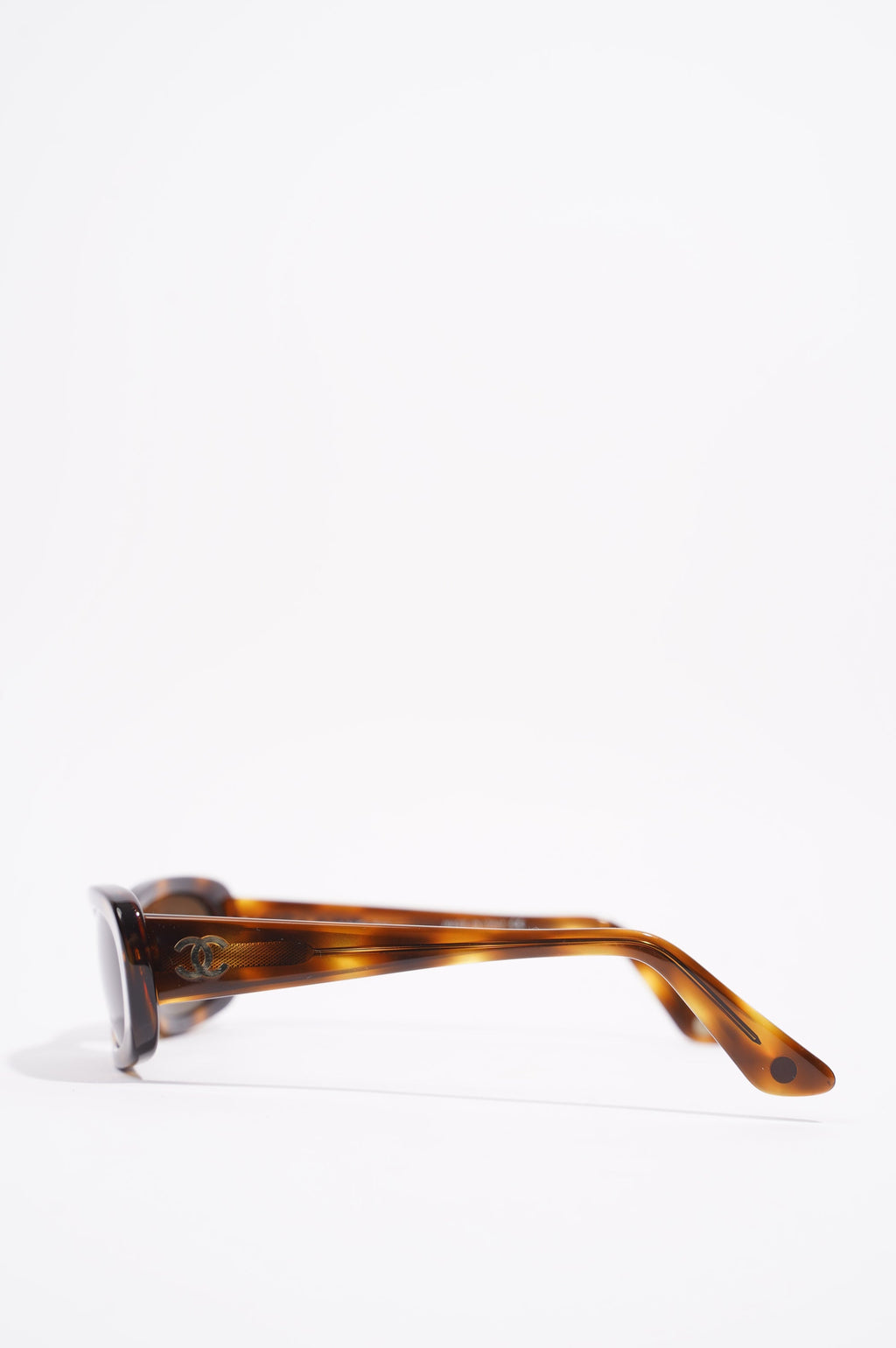 Chanel Womens Rectangular Sunglasses Brown / Black Acetate 135