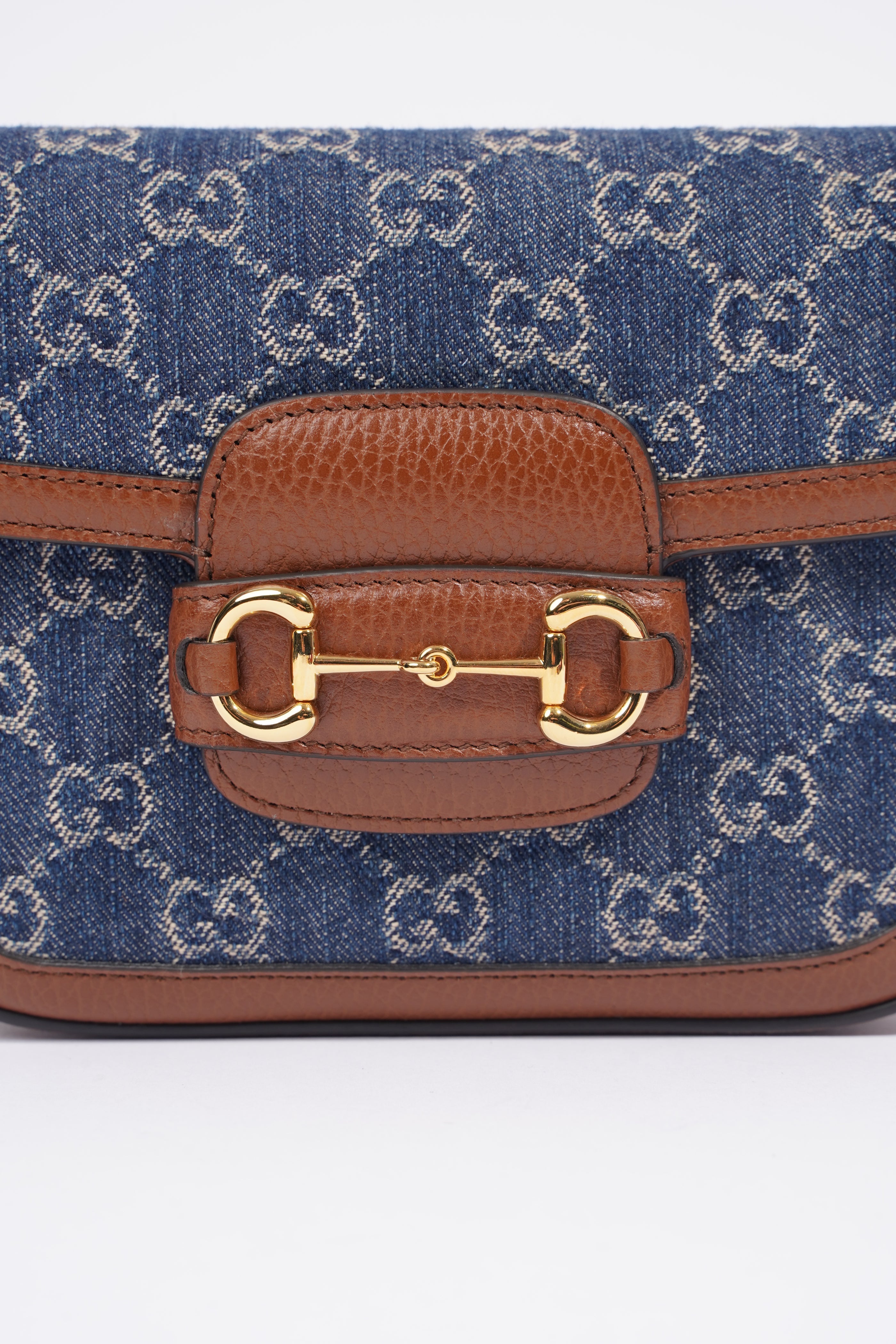 Gucci Web Horsebit 1955 Bag Brown / Denim Canvas / Leather