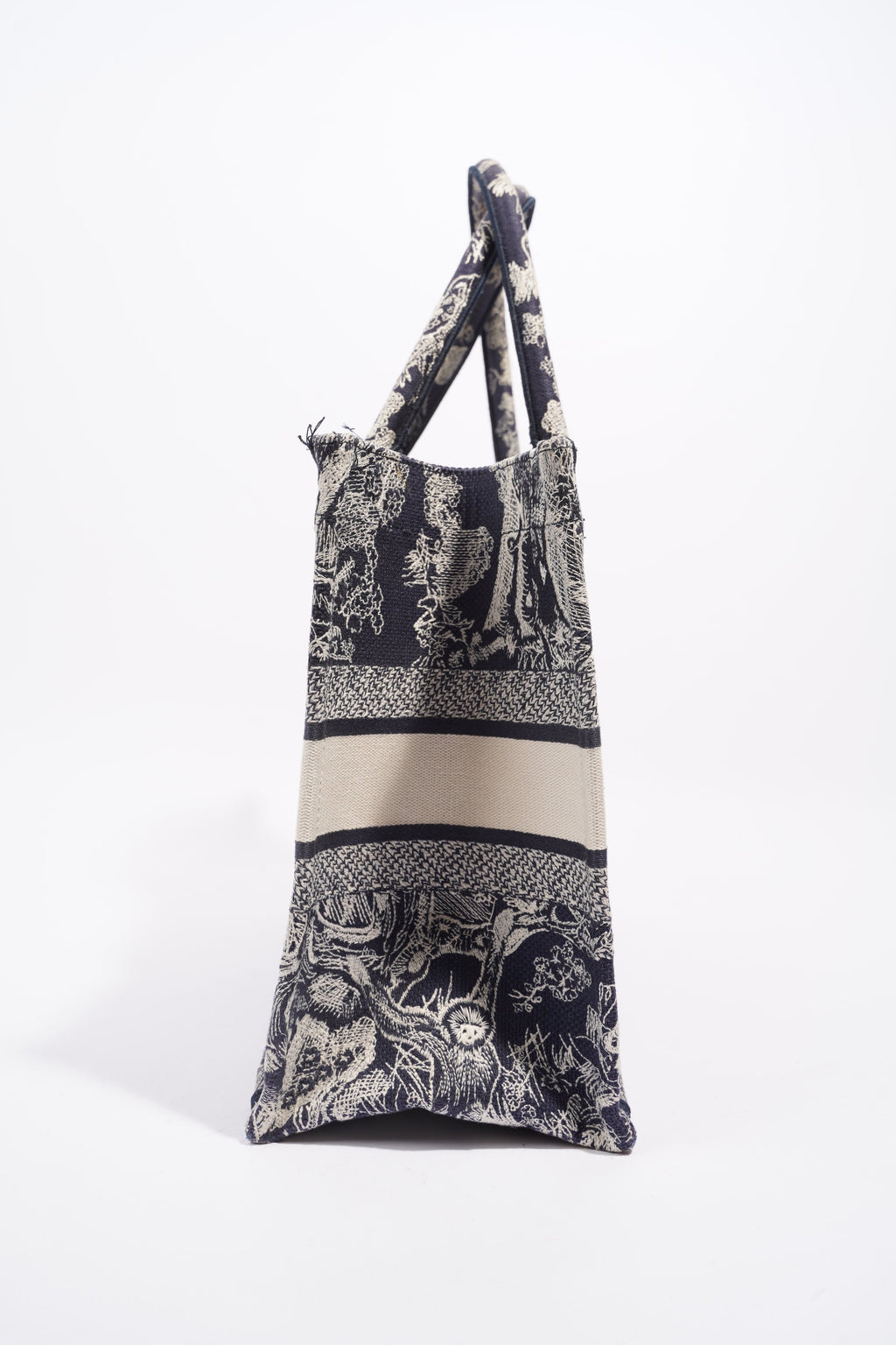 Christian Dior Womens Book Tote Blue Toile de Jouy Reverse Embroidery Medium