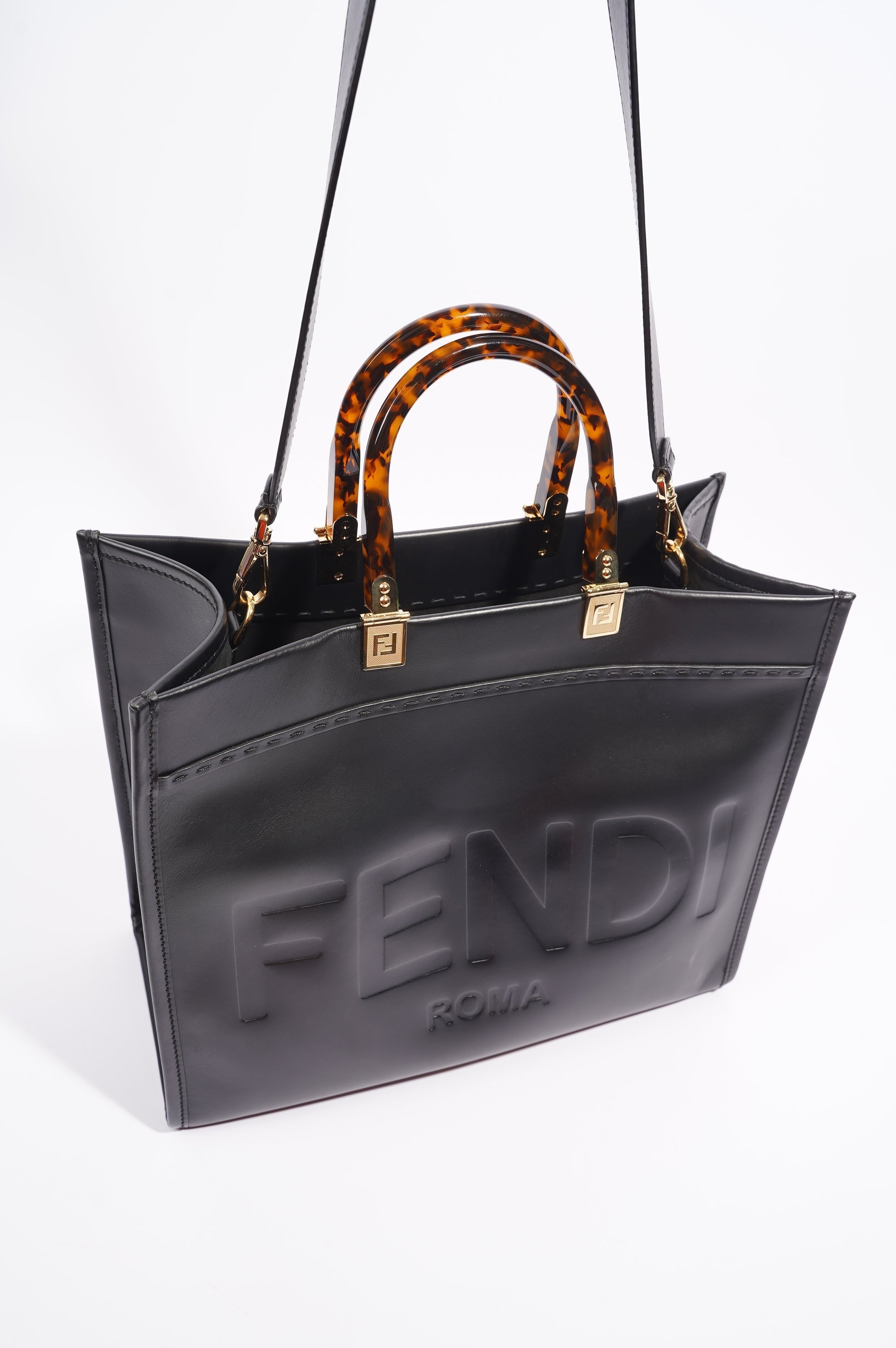 Fendi Womens Sunshine Shopping Bag Black Medium
