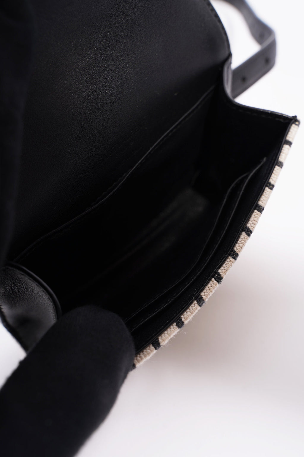 Saint Laurent Womens Kate Belt Bag Cream / Black Canvas Mini