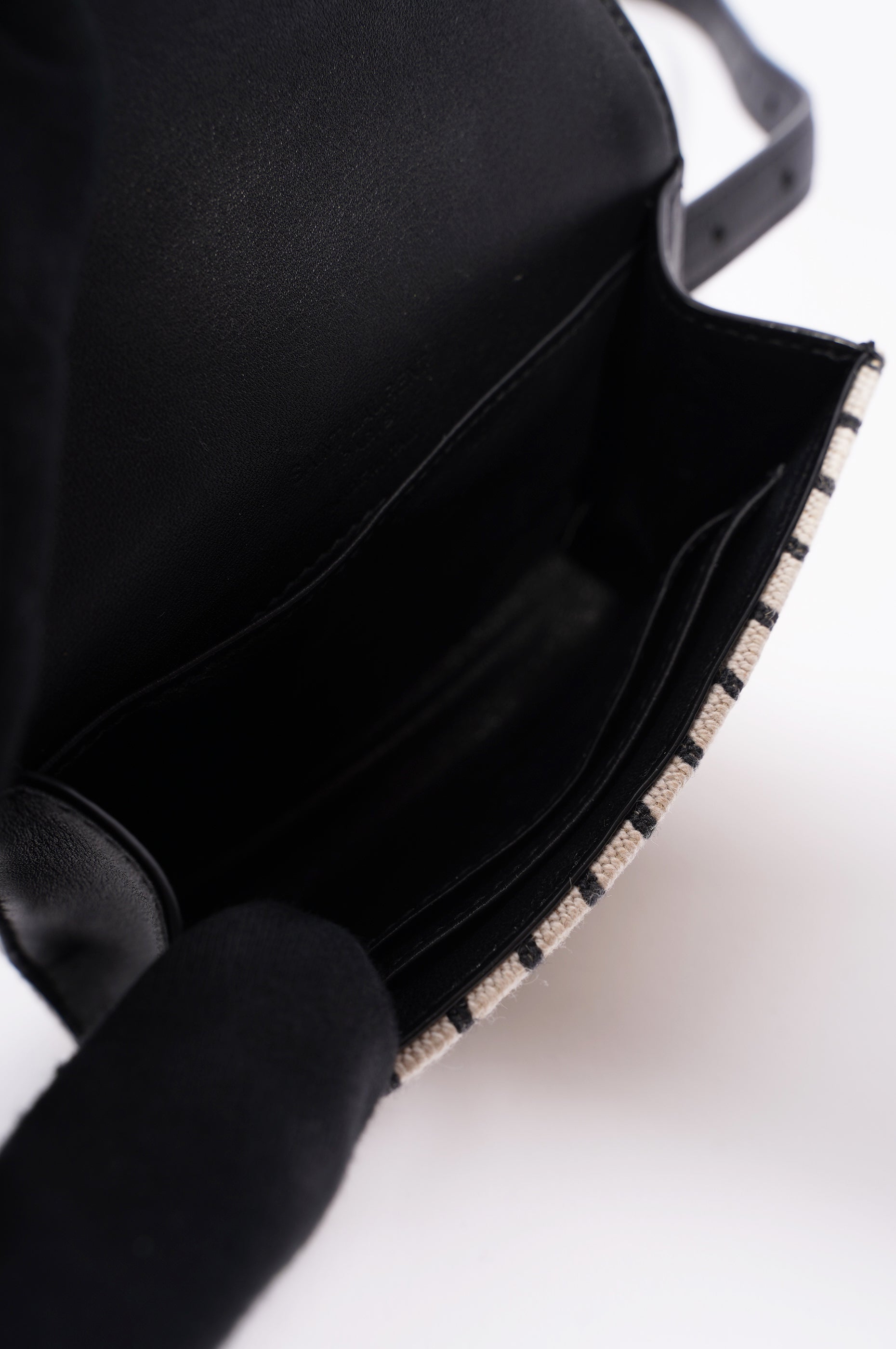 Saint Laurent Womens Kate Belt Bag Cream / Black Canvas Mini