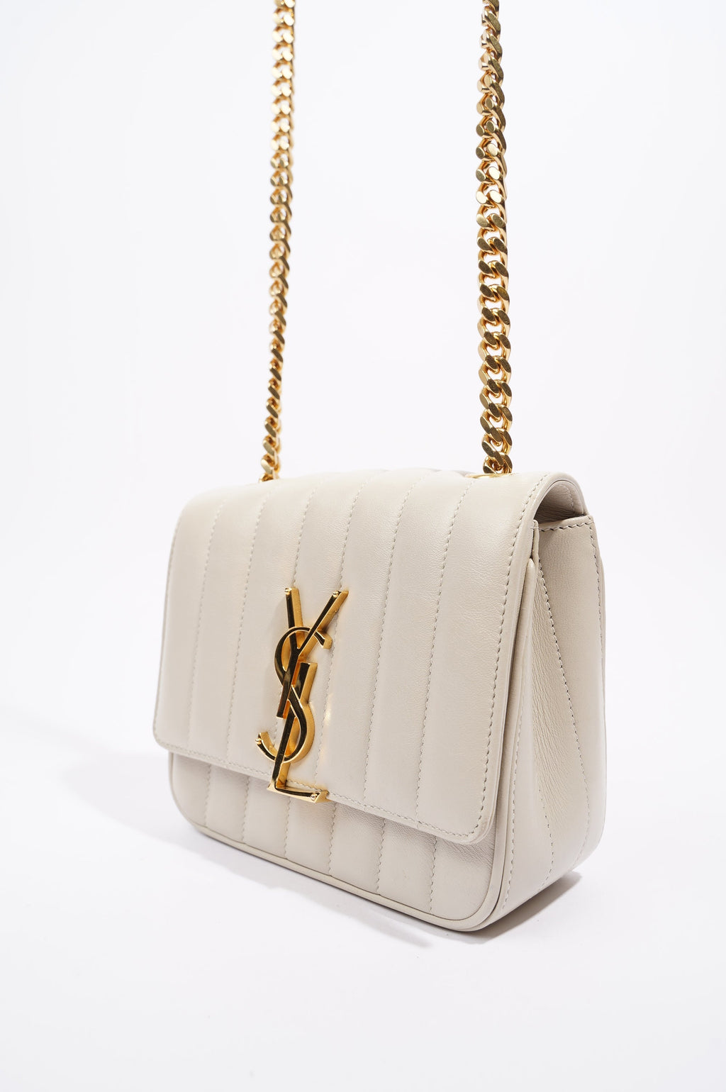 Saint Laurent Womens Vicky Bag White Small