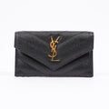Saint Laurent Womens Cassandre Card Holder Black Leather