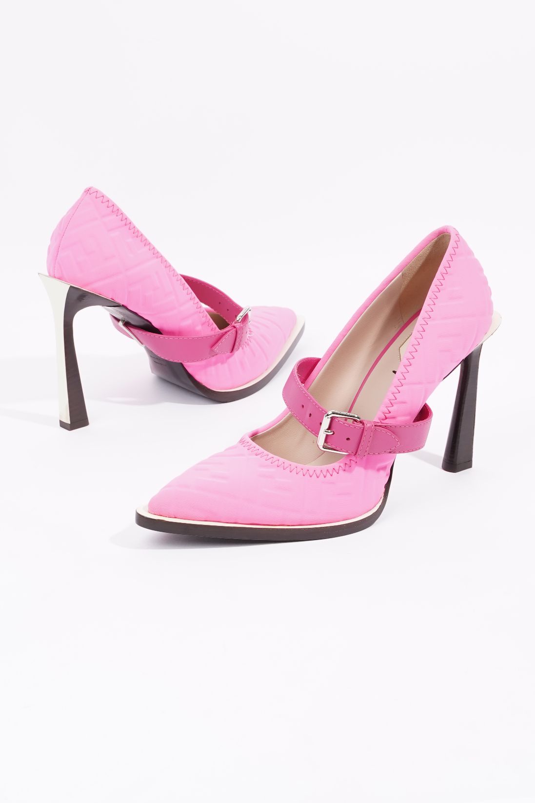 Fendi Womens Decollete Lycra FF Print Pump Pink EU 40 / UK 7
