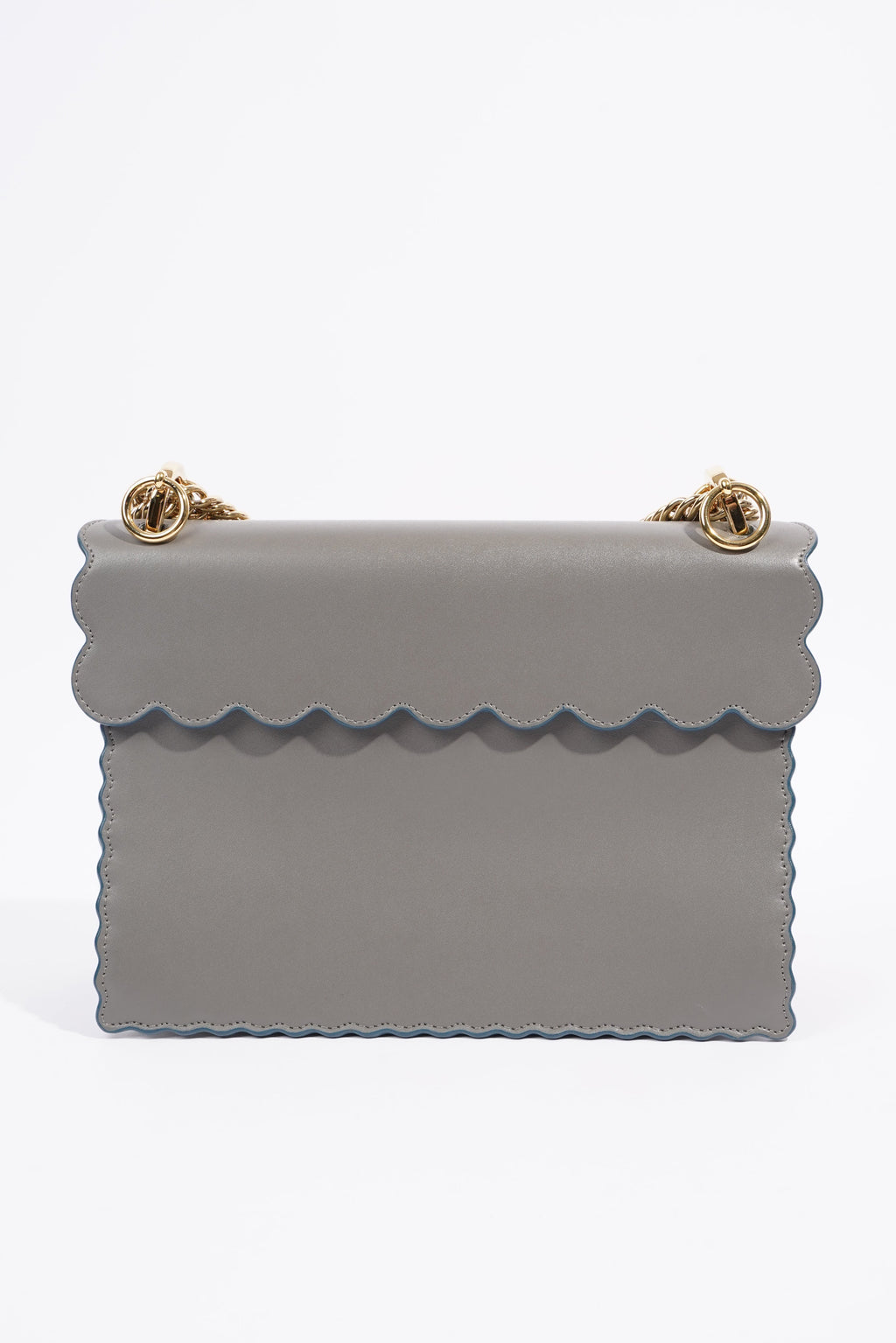 Fendi Kan I Scallop Bag Grey Leather Medium